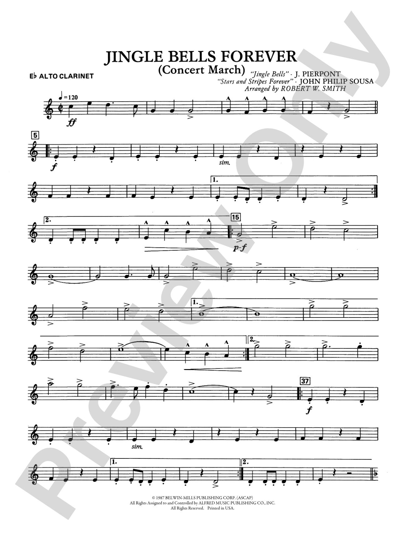 Jingle Bells Forever (Concert March): E-flat Alto Clarinet