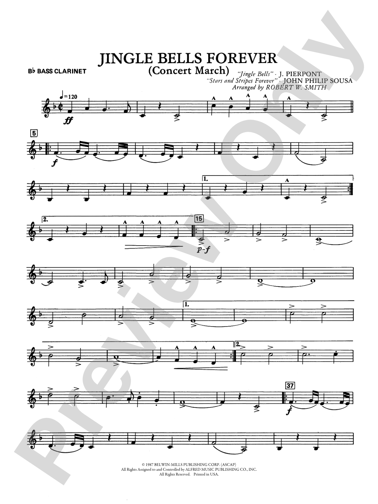 Jingle Bells Forever (Concert March): B-flat Bass Clarinet