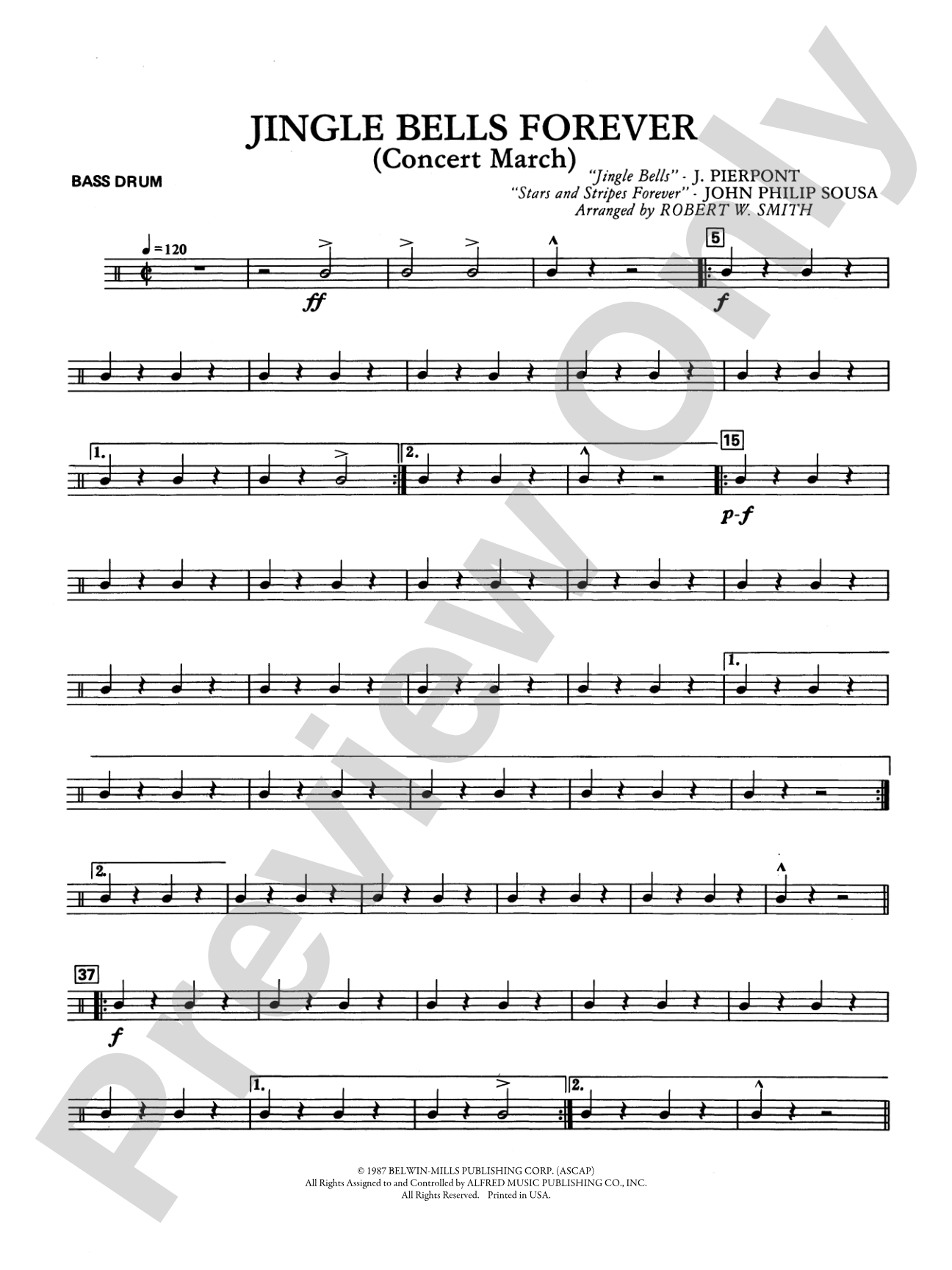 Jingle Bells Forever (Concert March): Bass Drum