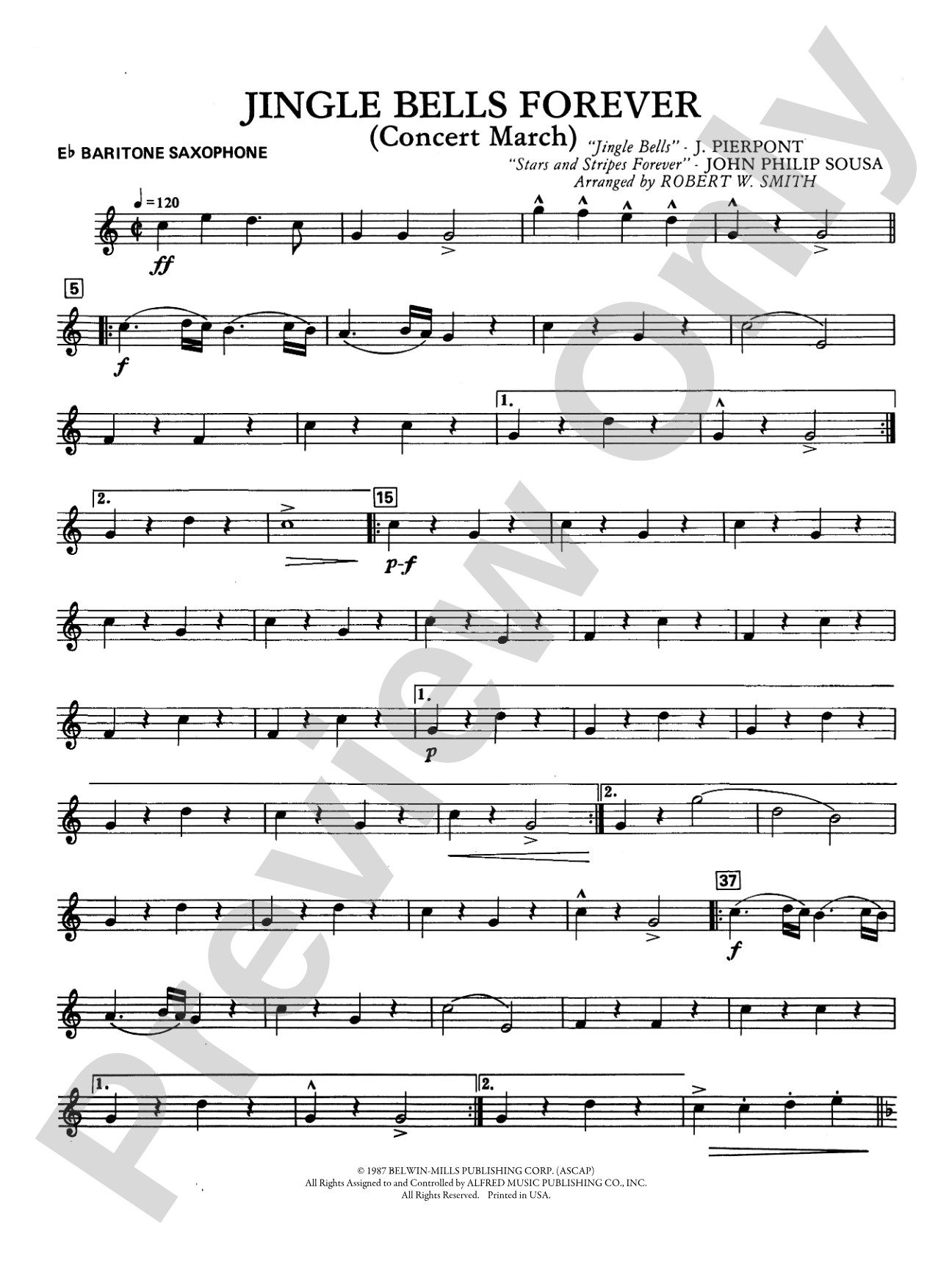 Jingle Bells Forever (Concert March): E-flat Baritone Saxophone