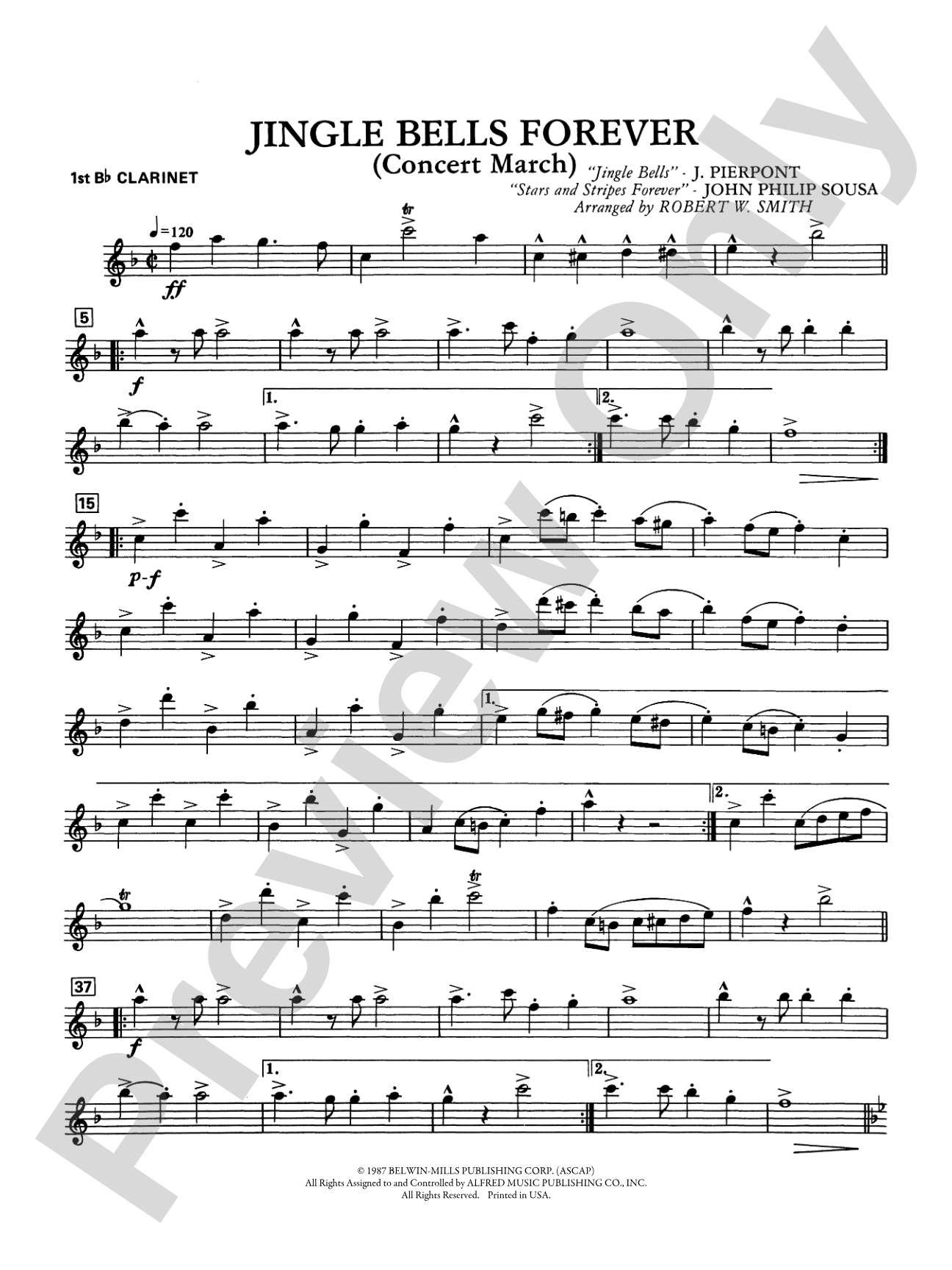 Jingle Bells Forever (Concert March): 1st B-flat Clarinet