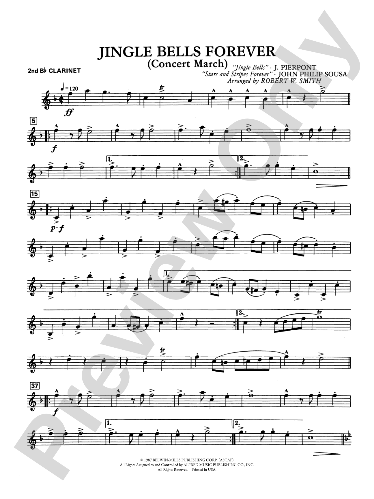 Jingle Bells Forever (Concert March): 2nd B-flat Clarinet