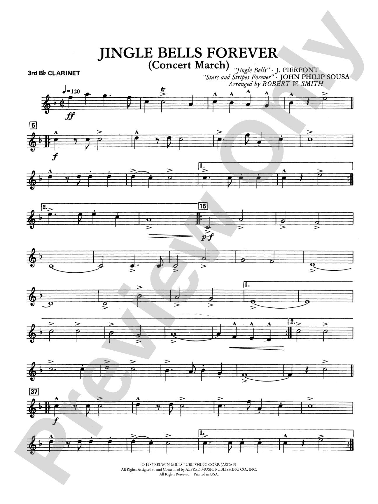 Jingle Bells Forever (Concert March): 3rd B-flat Clarinet