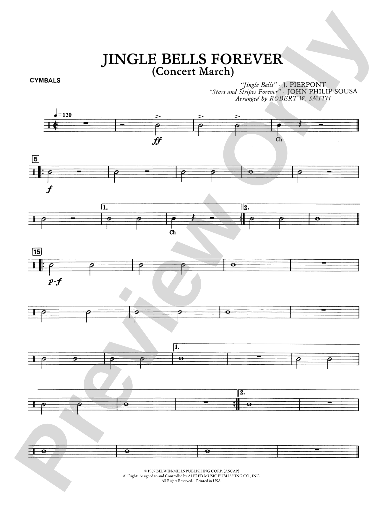 Jingle Bells Forever (Concert March): Cymbals
