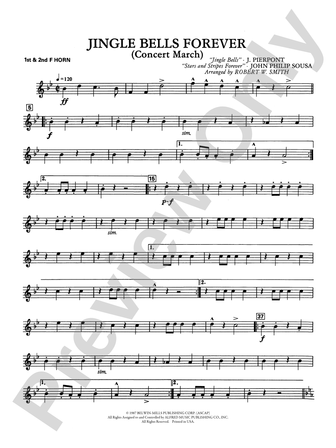Jingle Bells Forever (Concert March): 1st & 2nd F Horns