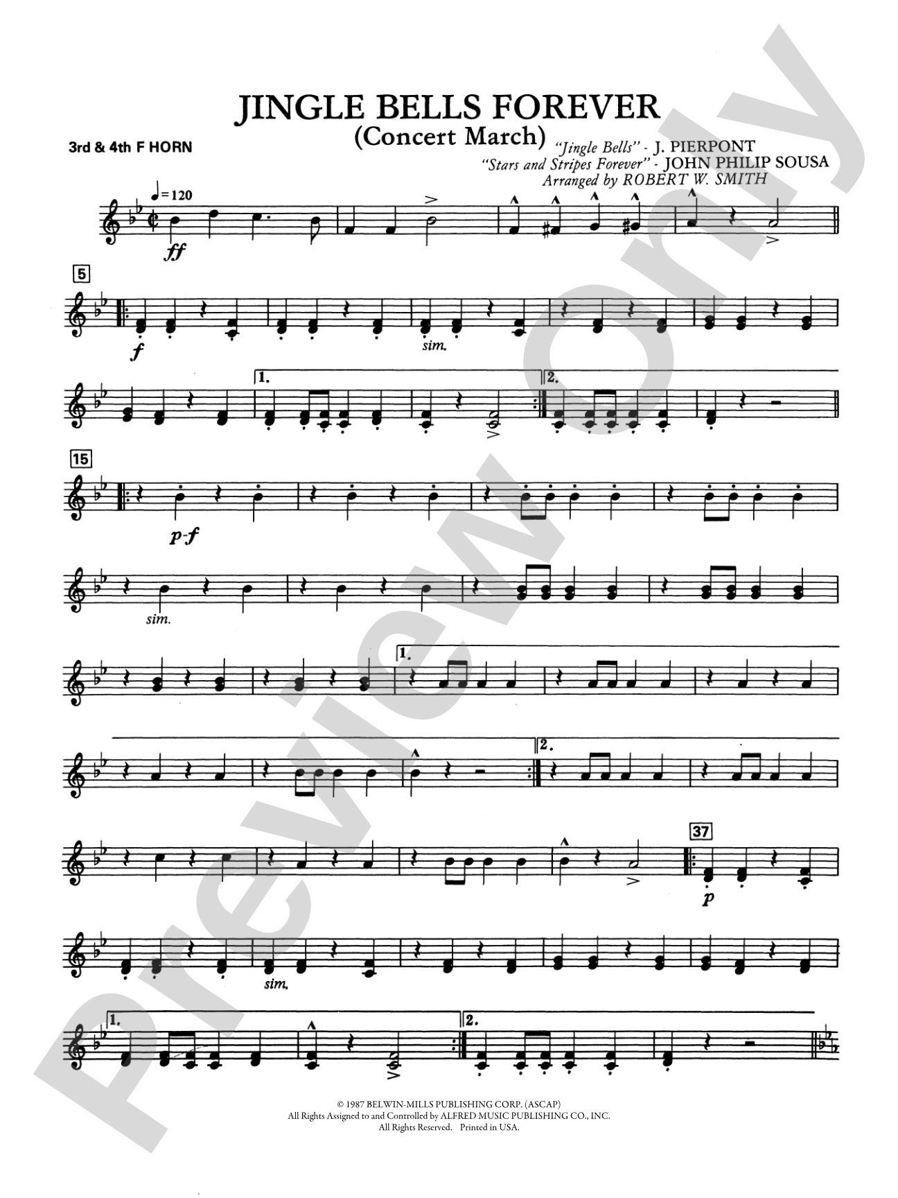 Jingle Bells Forever (Concert March): 3rd & 4th F Horns