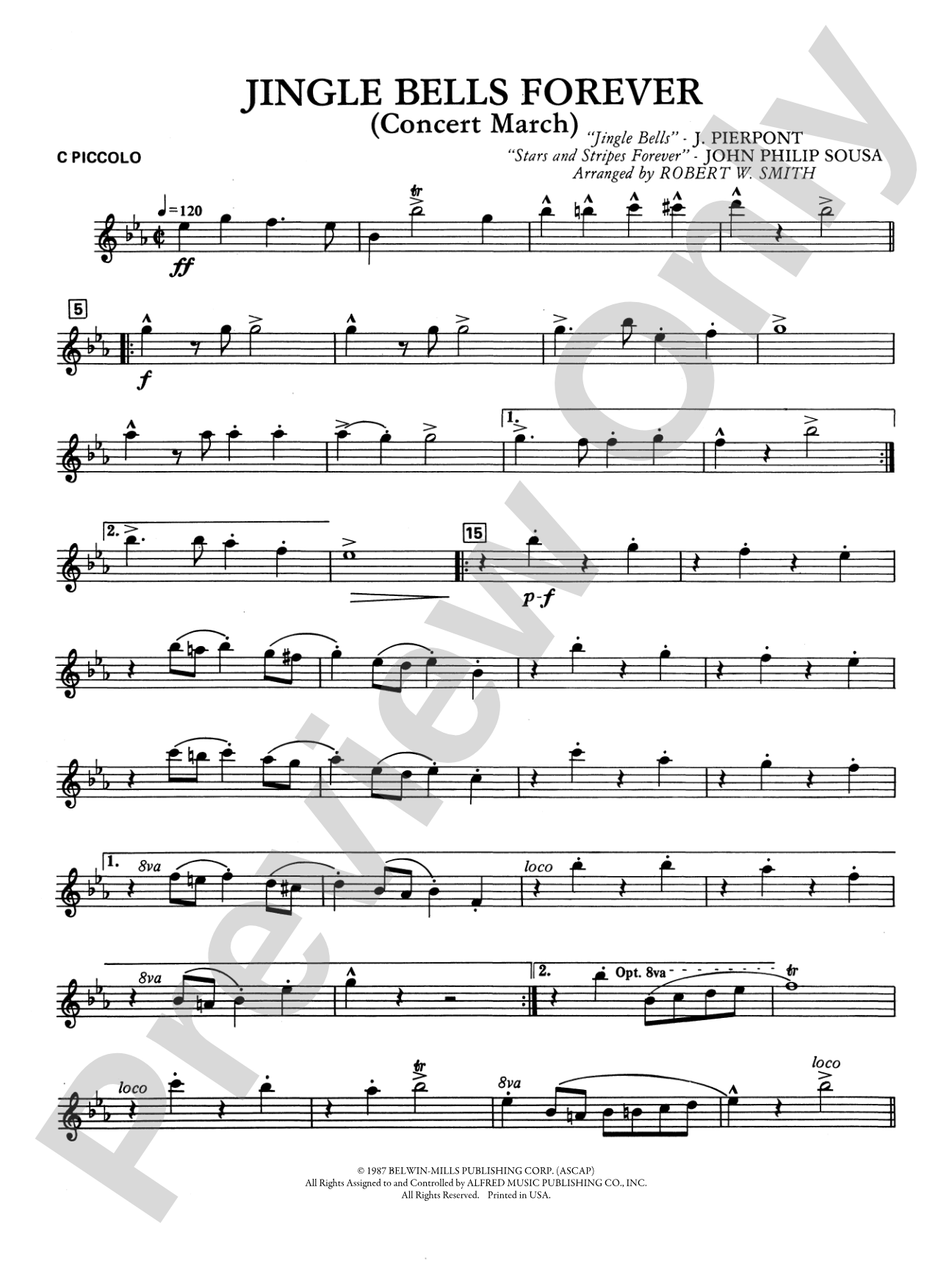 Jingle Bells Forever (Concert March): Piccolo