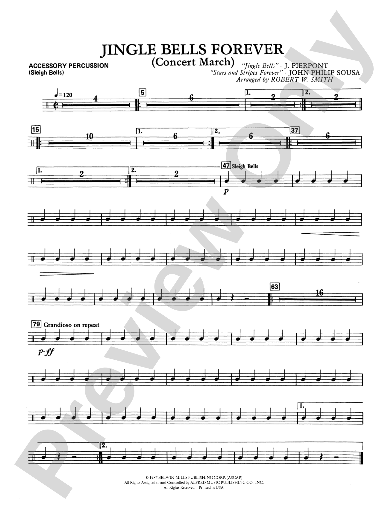 Jingle Bells Forever (Concert March): 1st Percussion