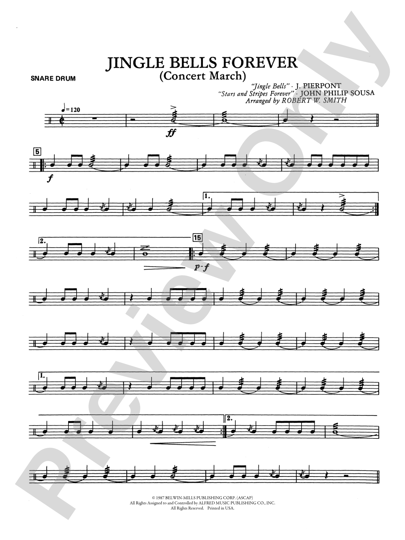 Jingle Bells Forever (Concert March): Snare Drum