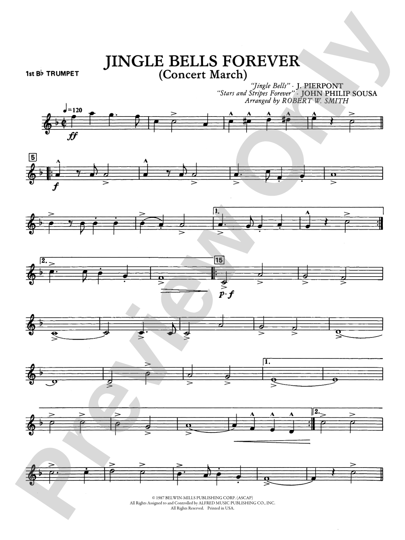 Jingle Bells Forever (Concert March): 1st B-flat Trumpet