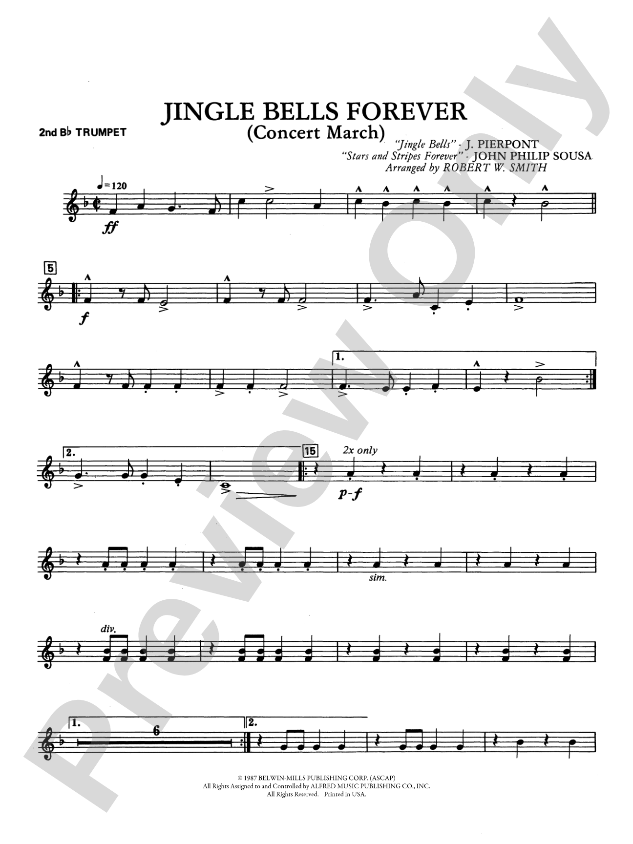 Jingle Bells Forever (Concert March): 2nd B-flat Trumpet
