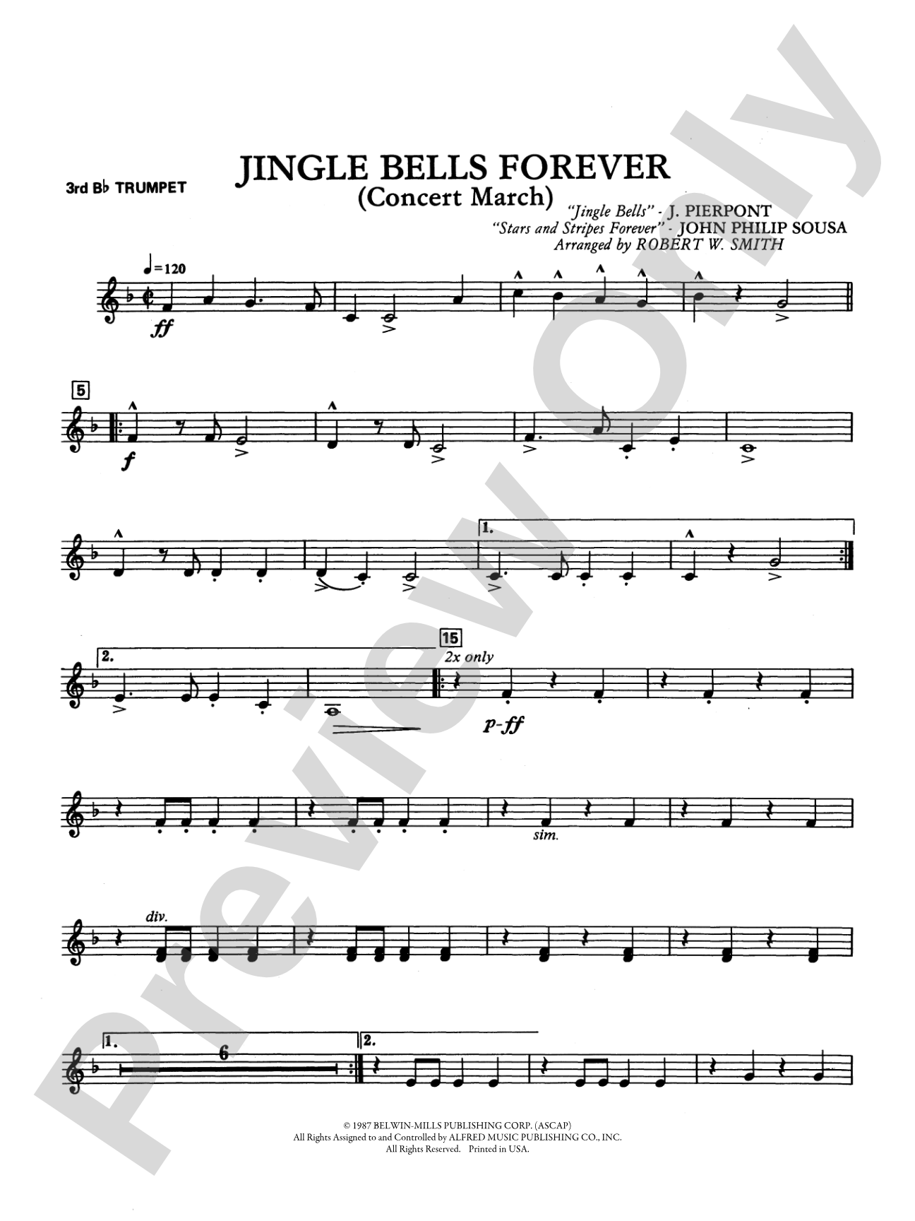 Jingle Bells Forever (Concert March): 3rd B-flat Trumpet