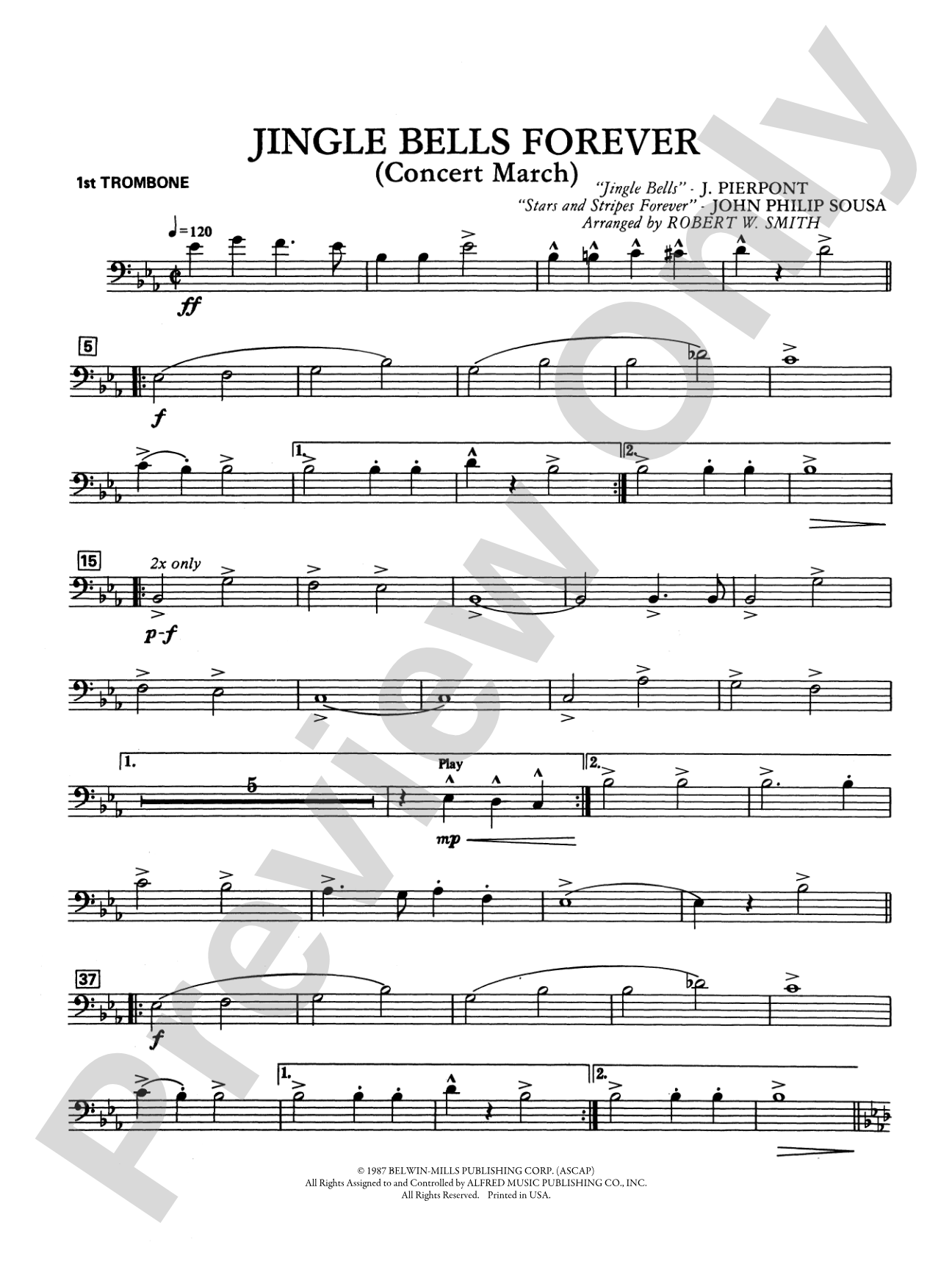Jingle Bells Forever (Concert March): 1st Trombone