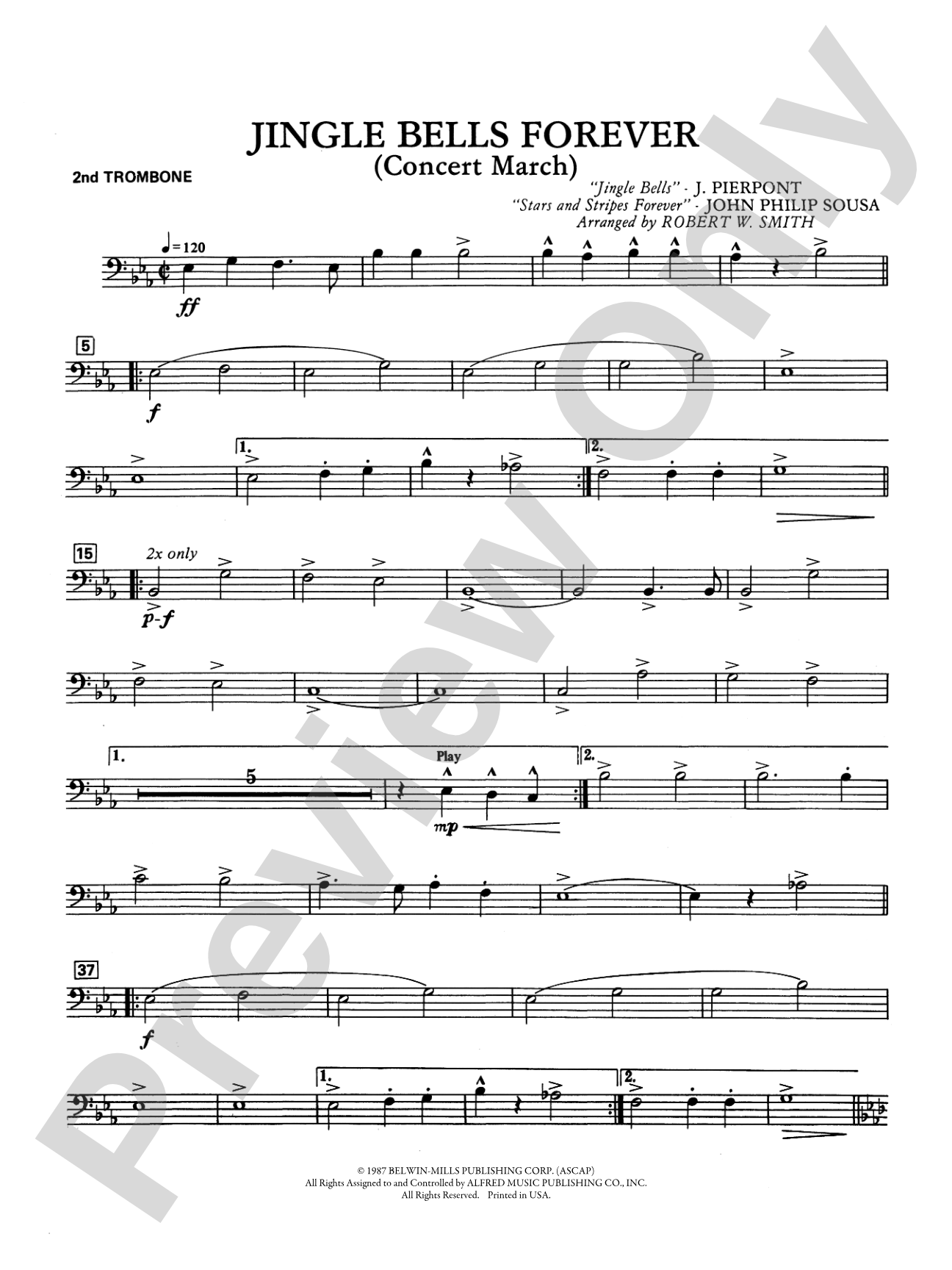 Jingle Bells Forever (Concert March): 2nd Trombone