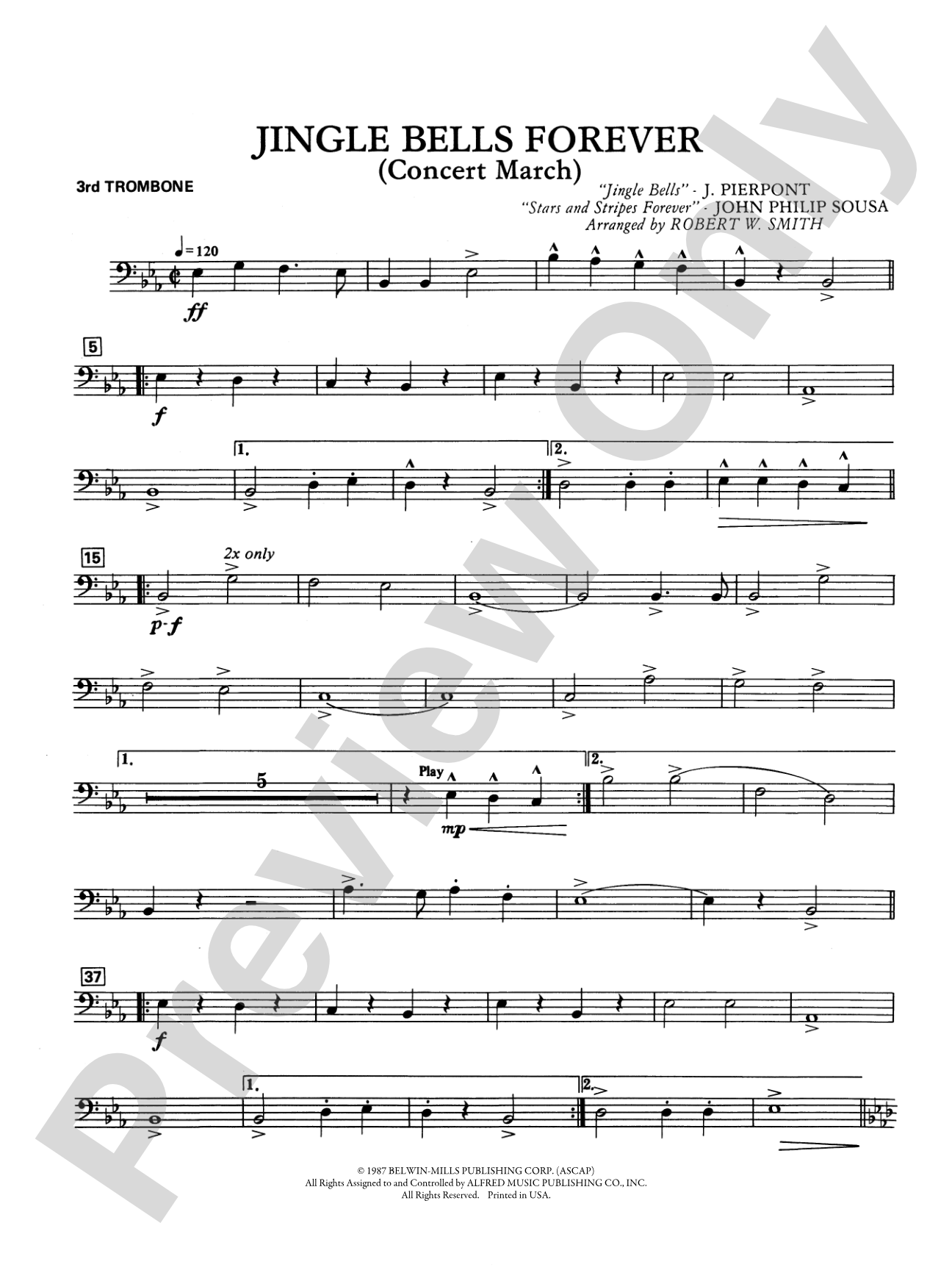Jingle Bells Forever (Concert March): 3rd Trombone