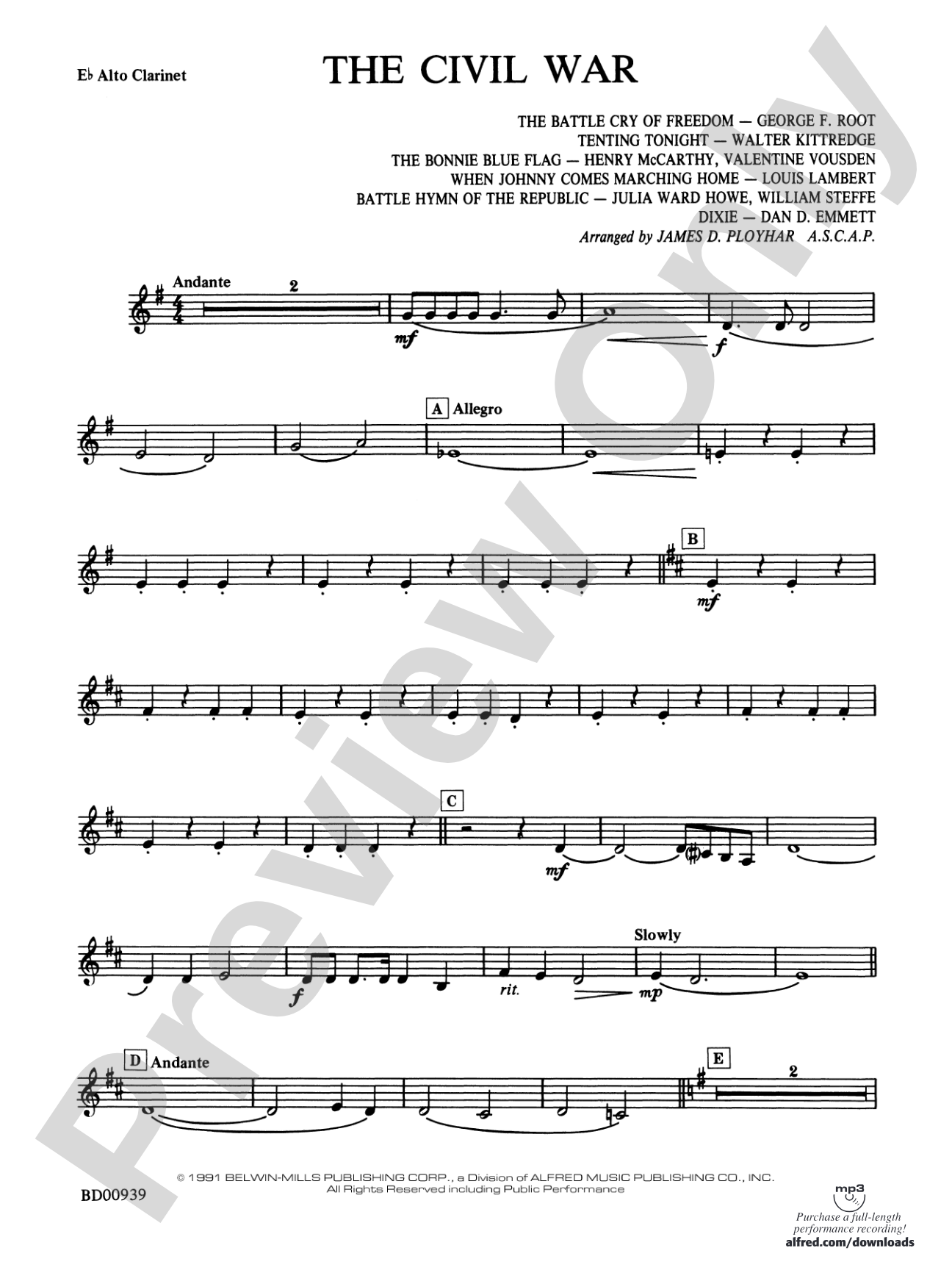 The Civil War: E-flat Alto Clarinet