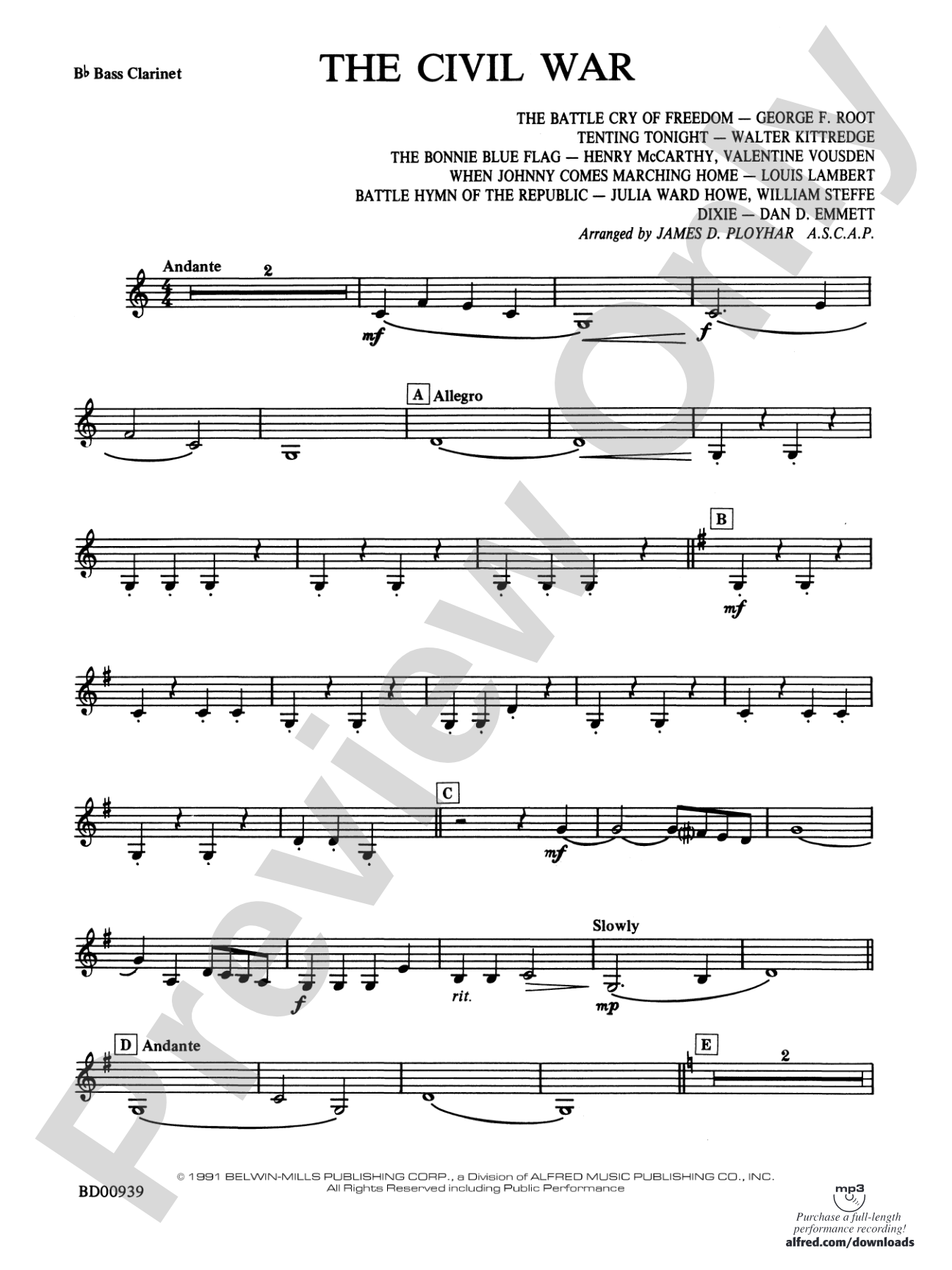 The Civil War: B-flat Bass Clarinet