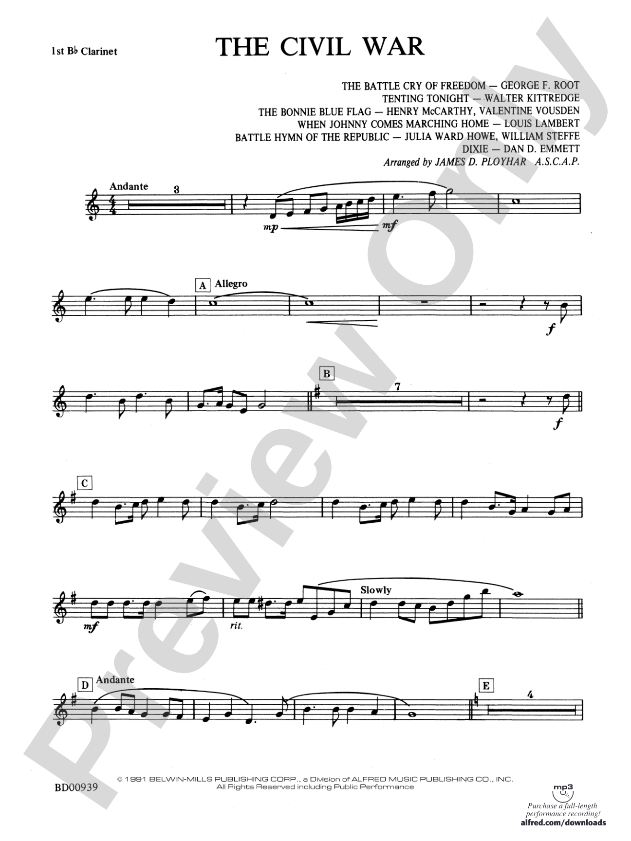 The Civil War: 1st B-flat Clarinet