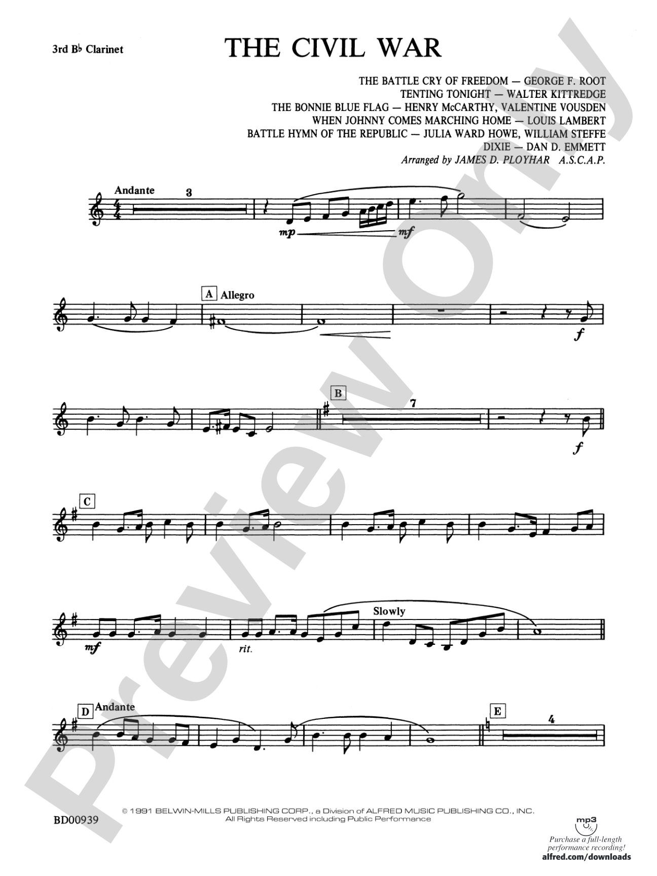 The Civil War: 3rd B-flat Clarinet