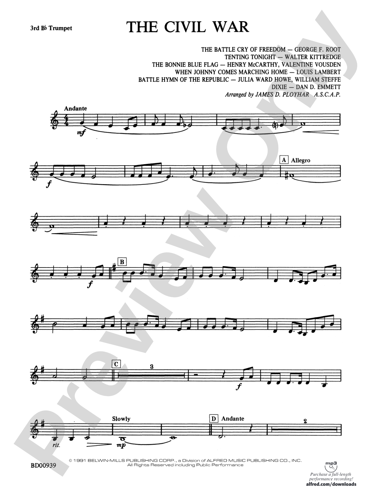 The Civil War: 3rd B-flat Trumpet