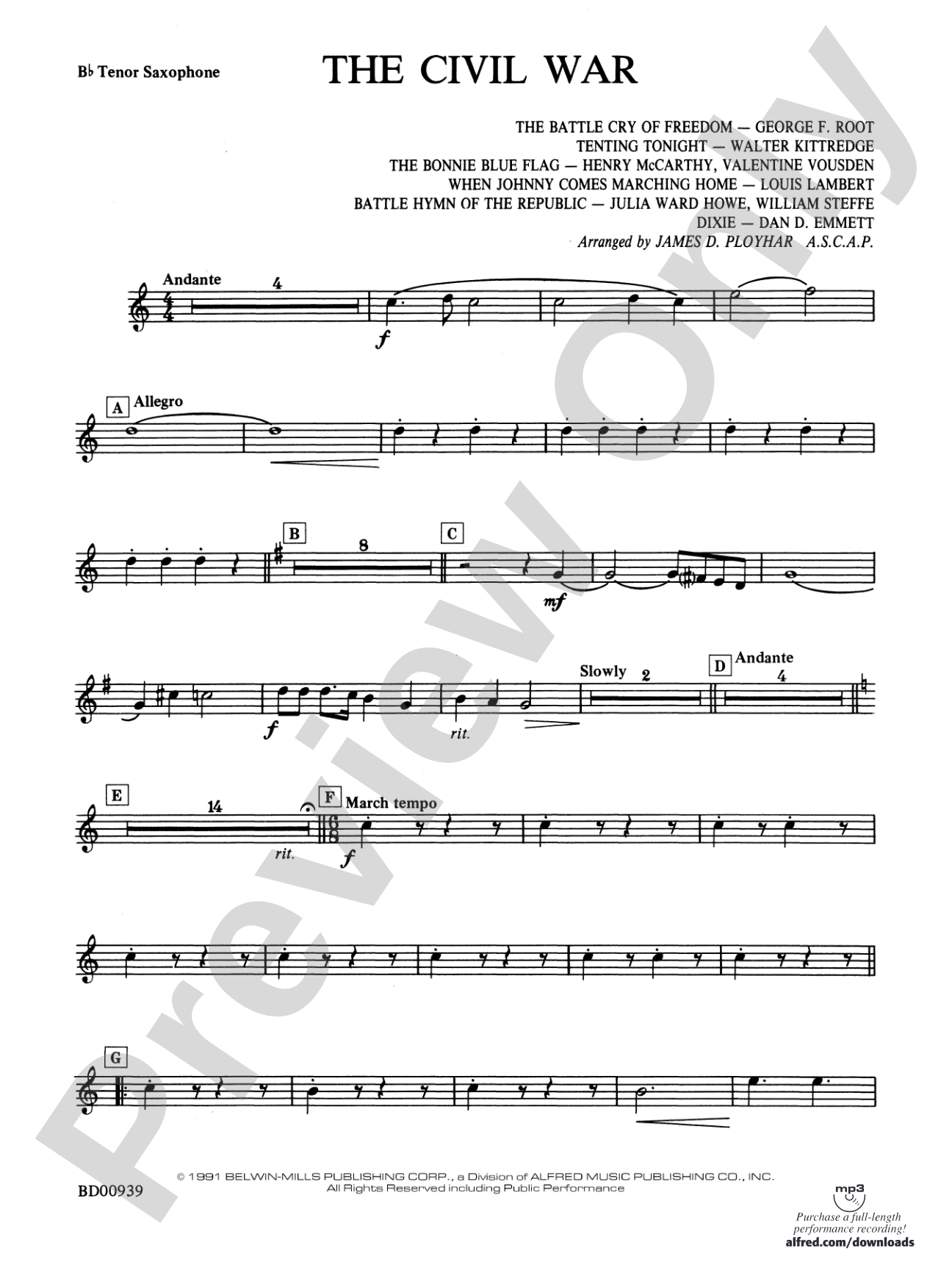 The Civil War: B-flat Tenor Saxophone