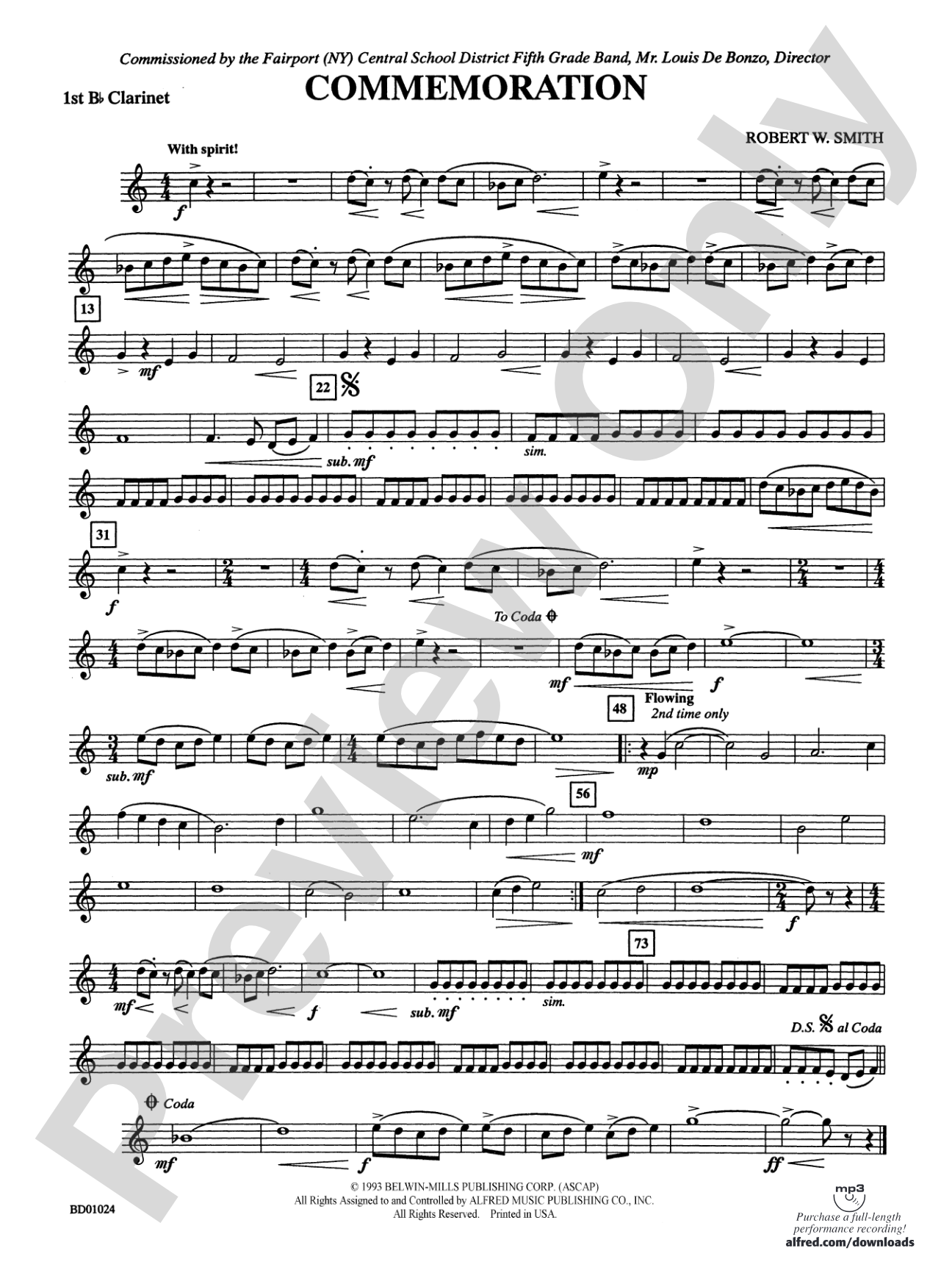Commemoration: 1st B-flat Clarinet