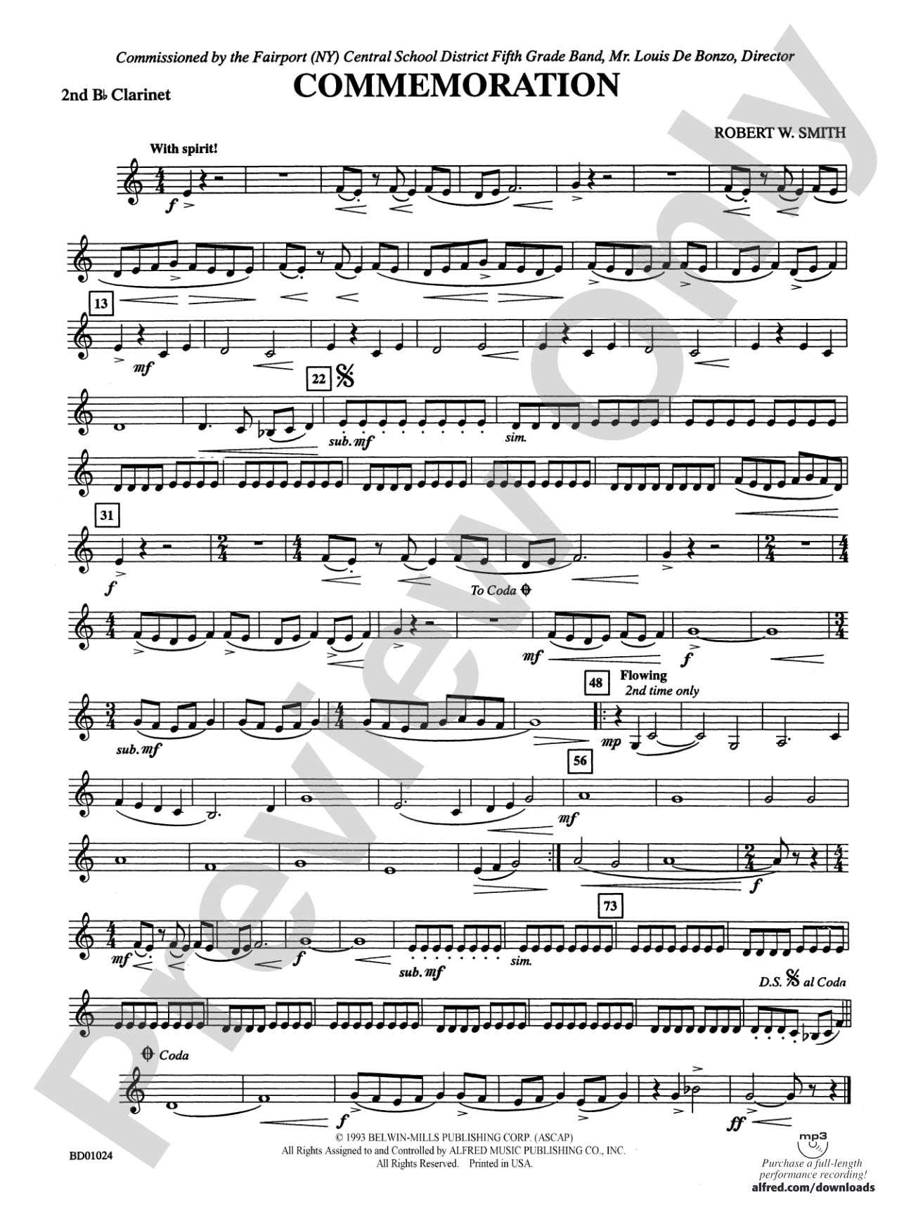 Commemoration: 2nd B-flat Clarinet