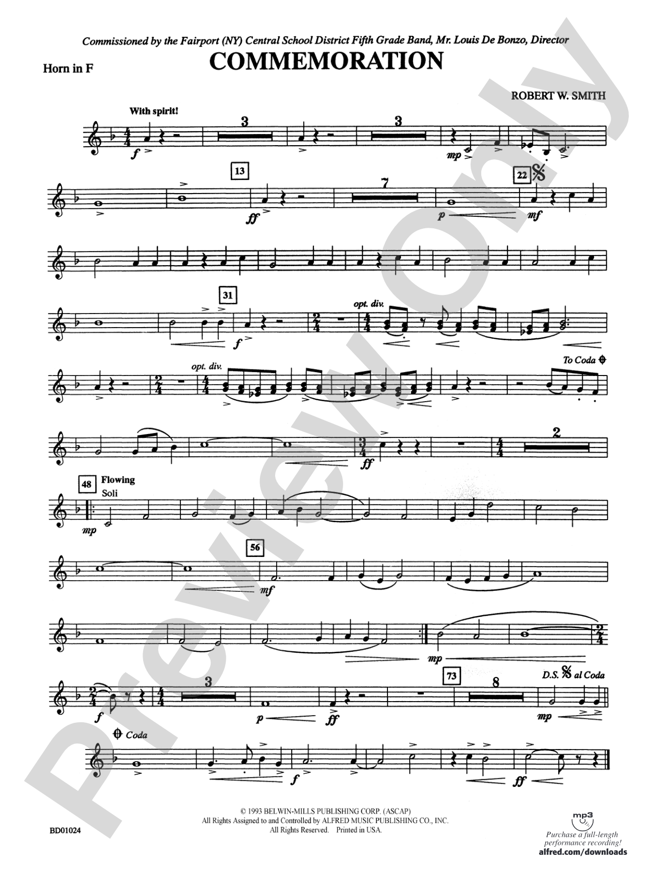 Commemoration: 1st F Horn