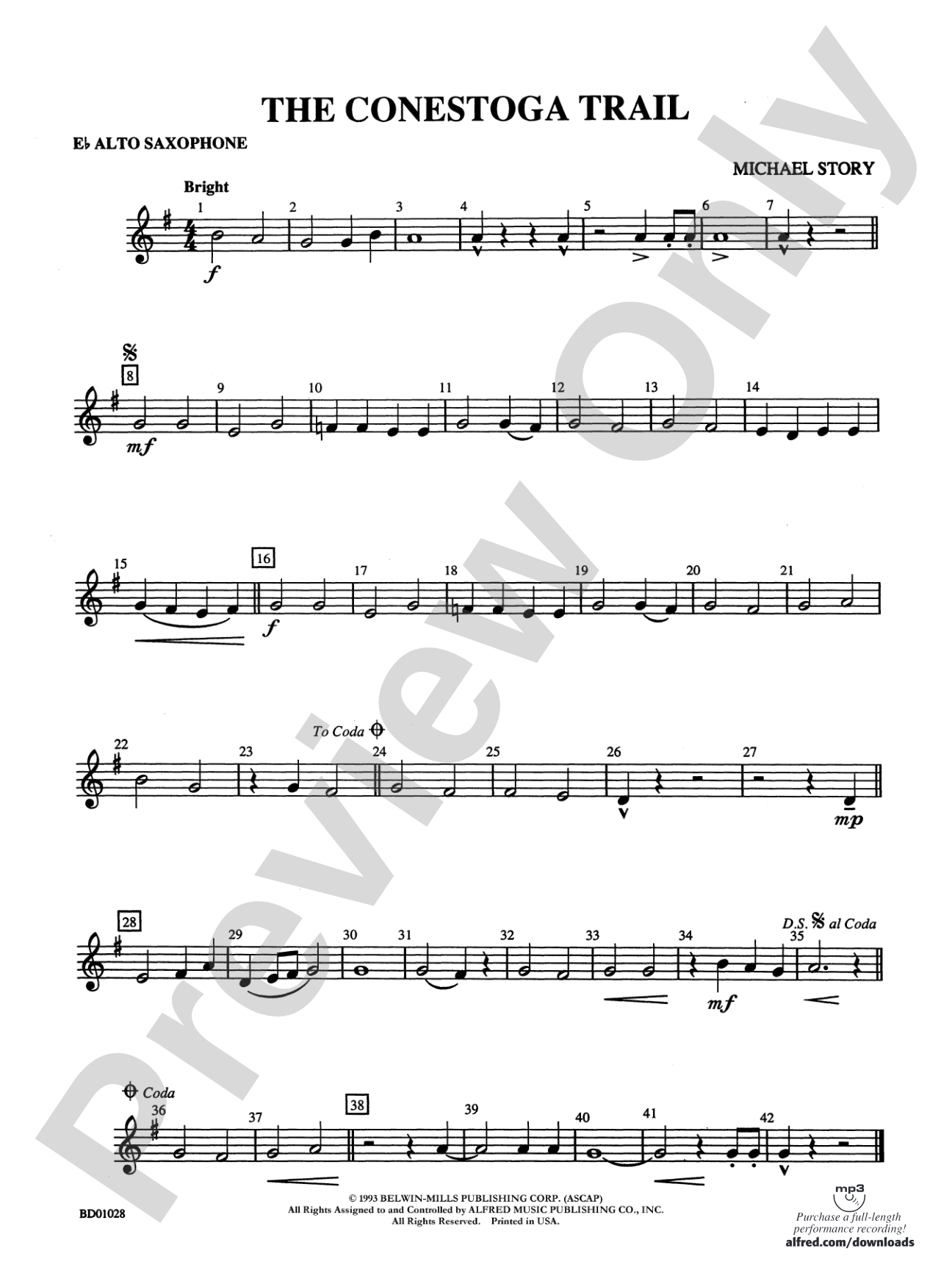 The Conestoga Trail: E-flat Alto Saxophone