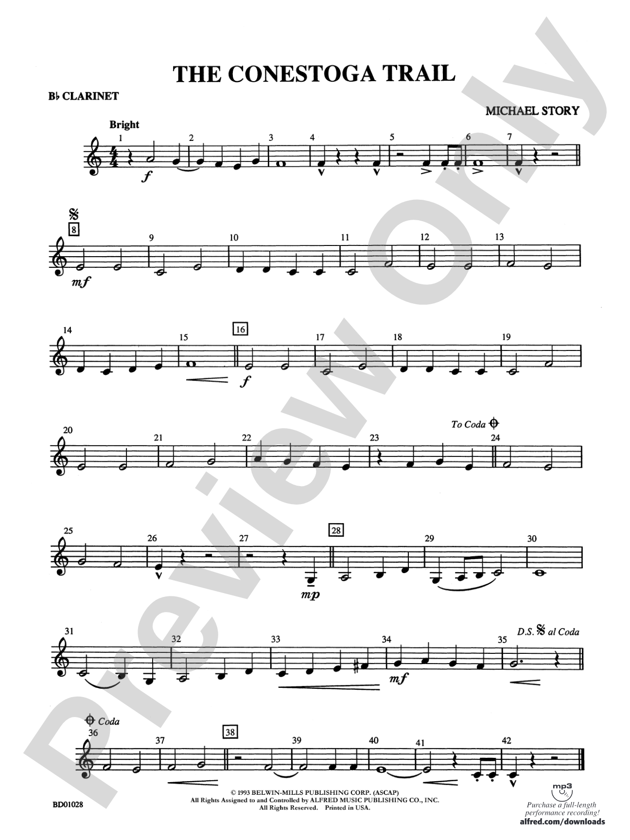 The Conestoga Trail: 1st B-flat Clarinet