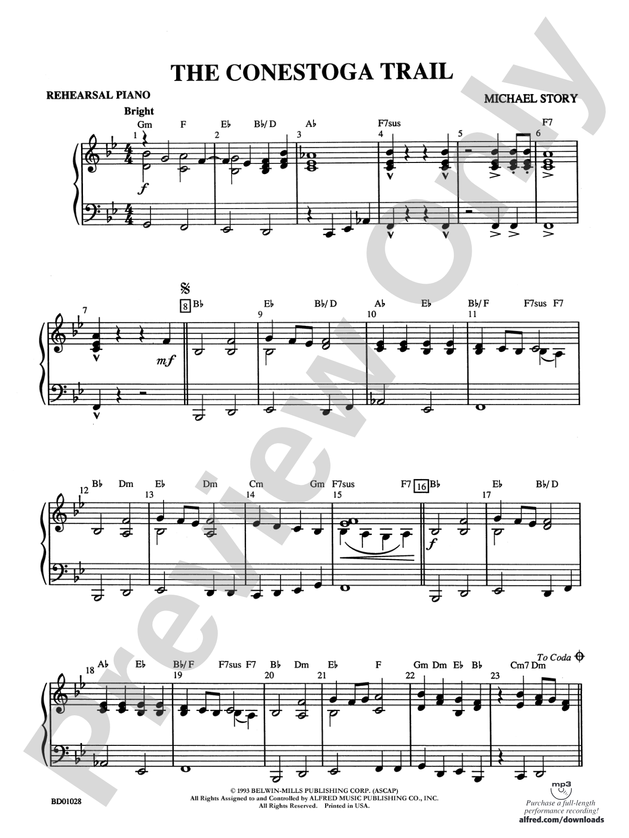 The Conestoga Trail: Piano Accompaniment