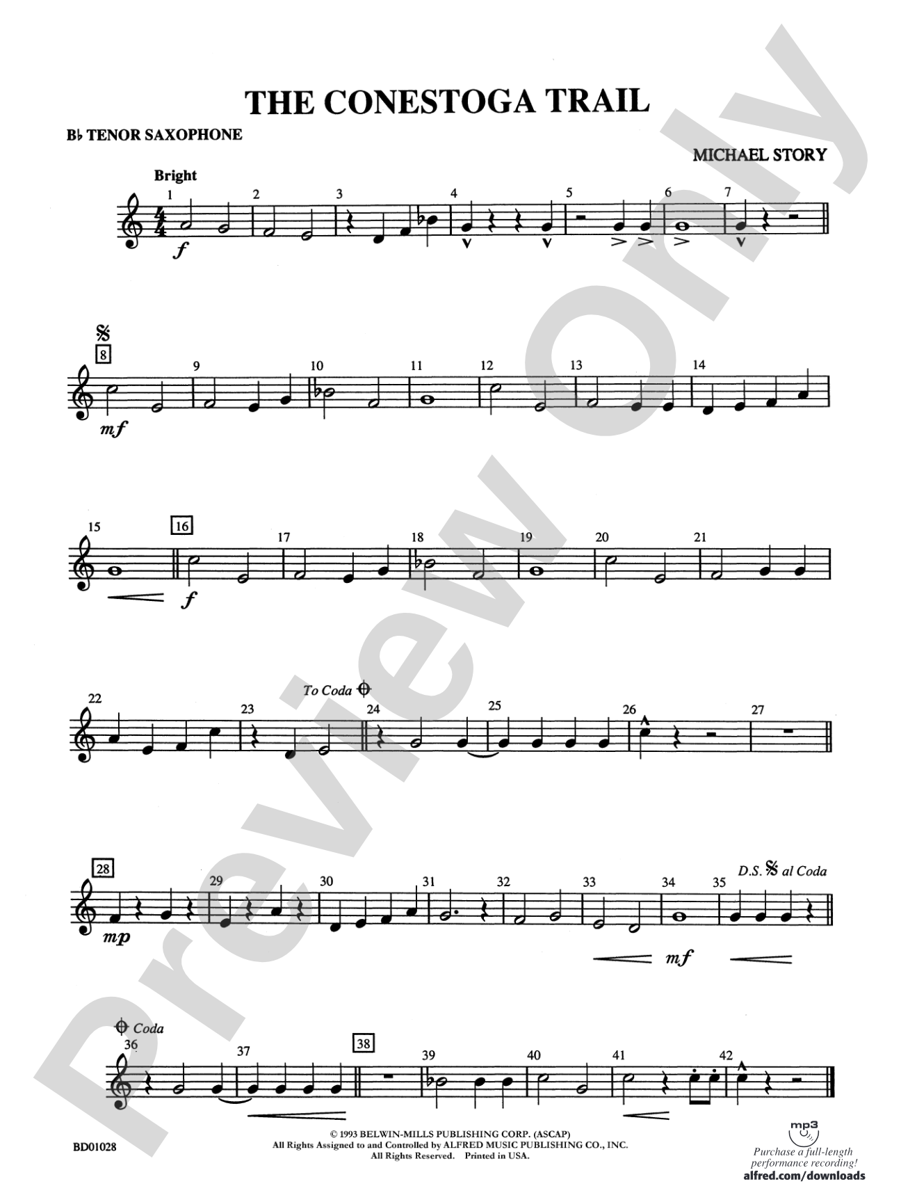 The Conestoga Trail: B-flat Tenor Saxophone