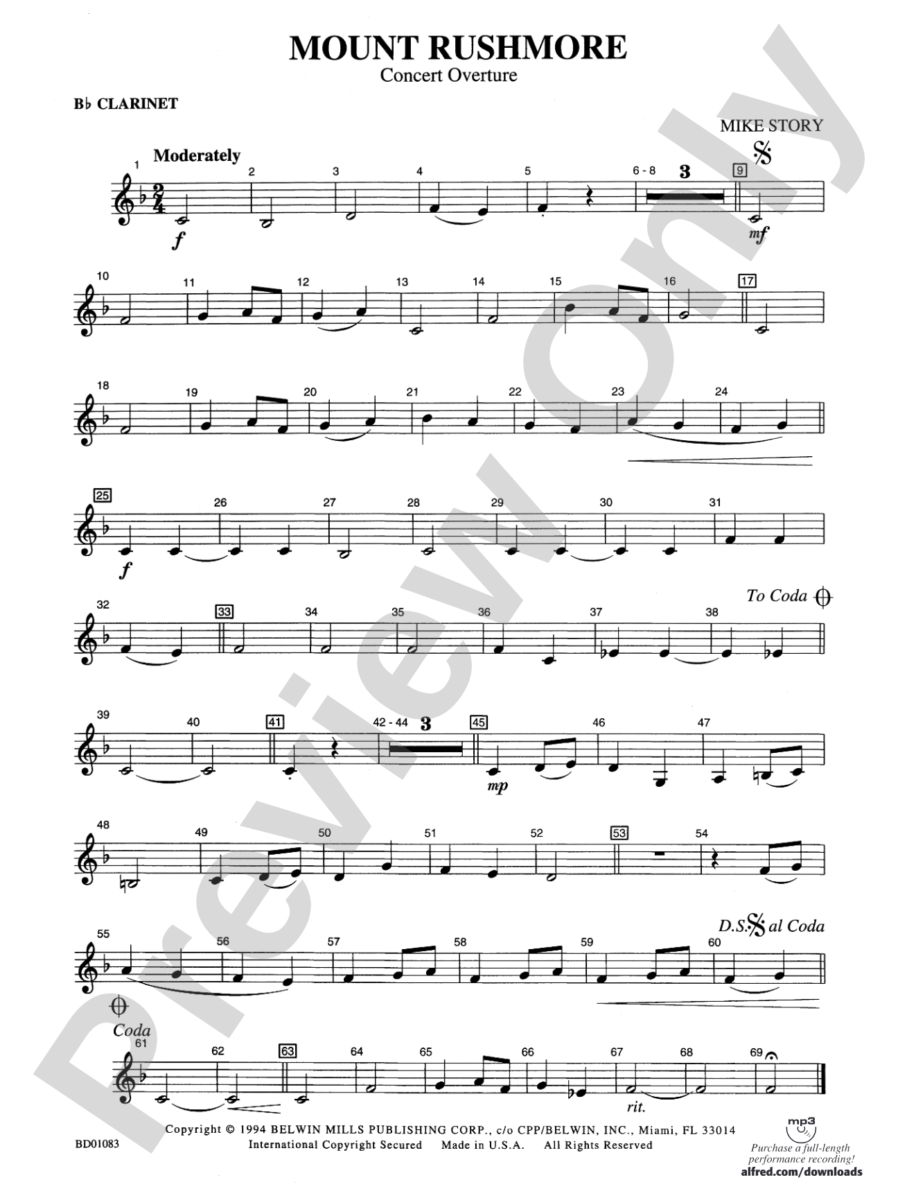 Mount Rushmore: 1st B-flat Clarinet