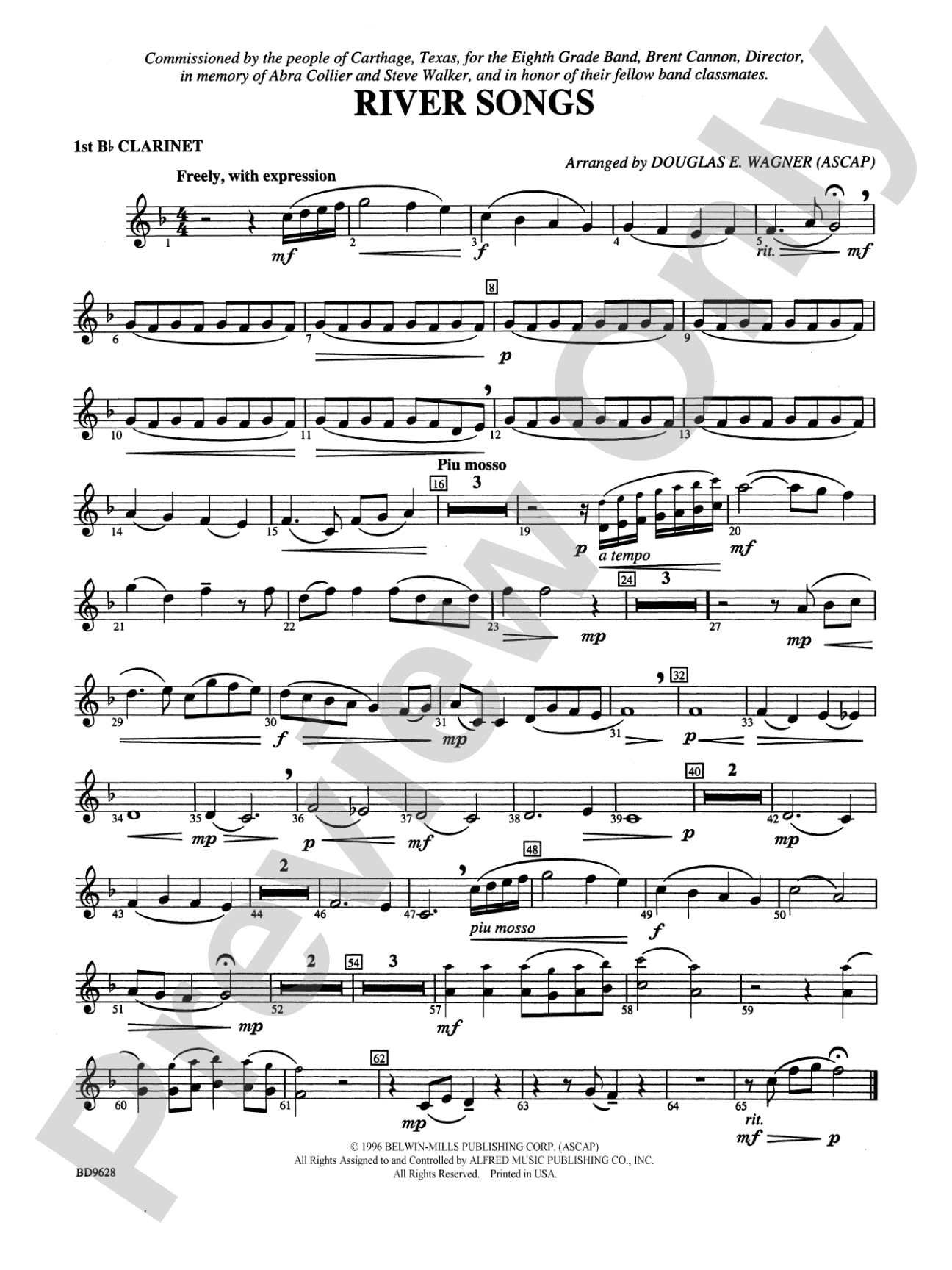 River Songs: 1st B-flat Clarinet