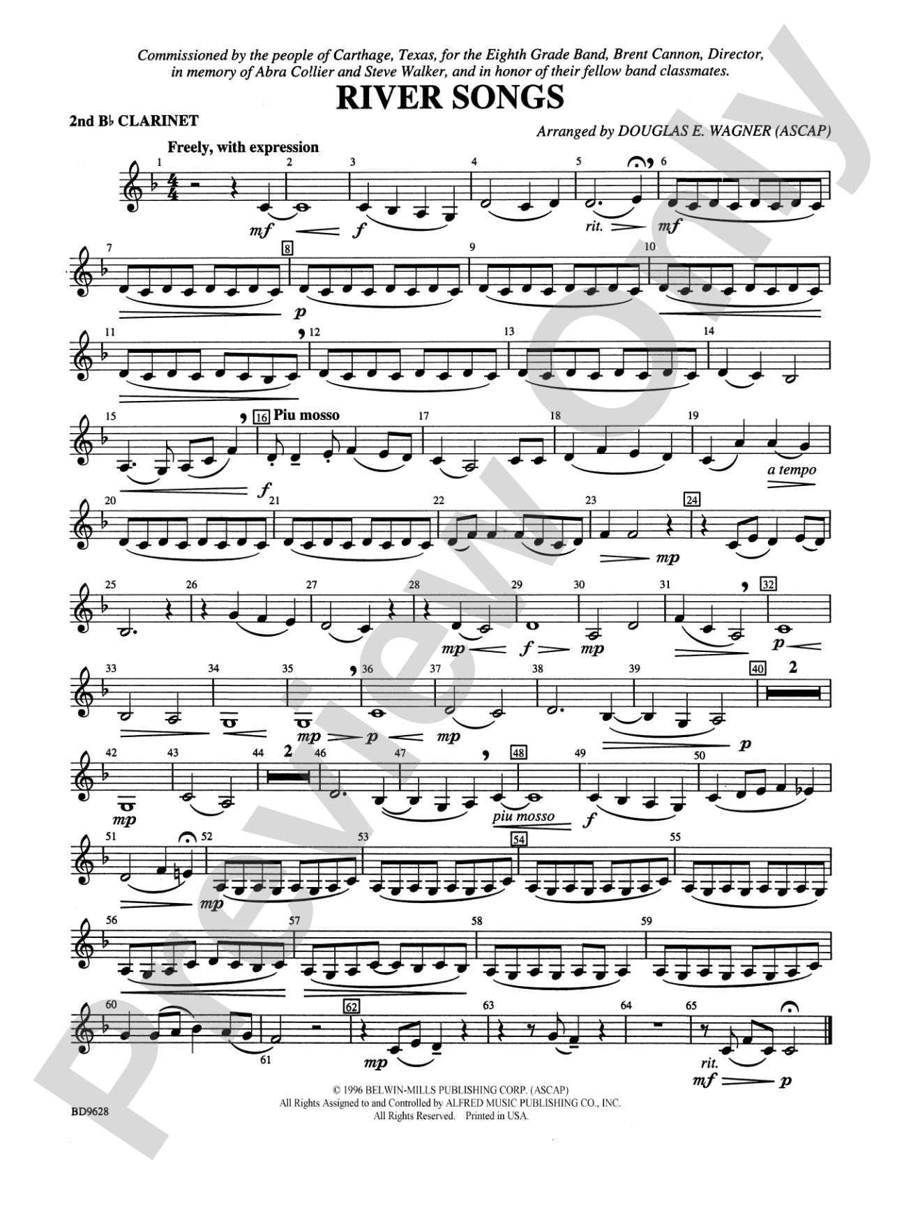 River Songs: 2nd B-flat Clarinet