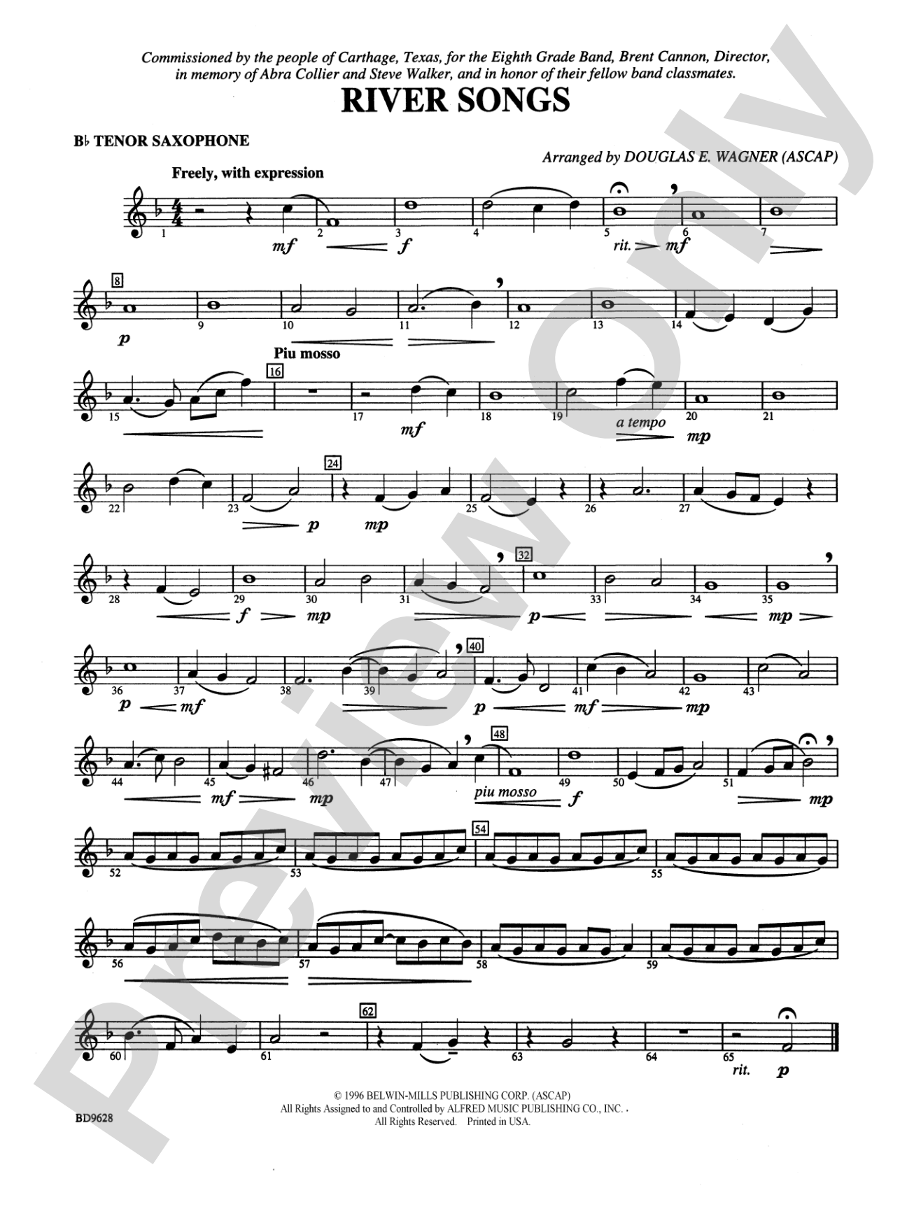 River Songs: B-flat Tenor Saxophone