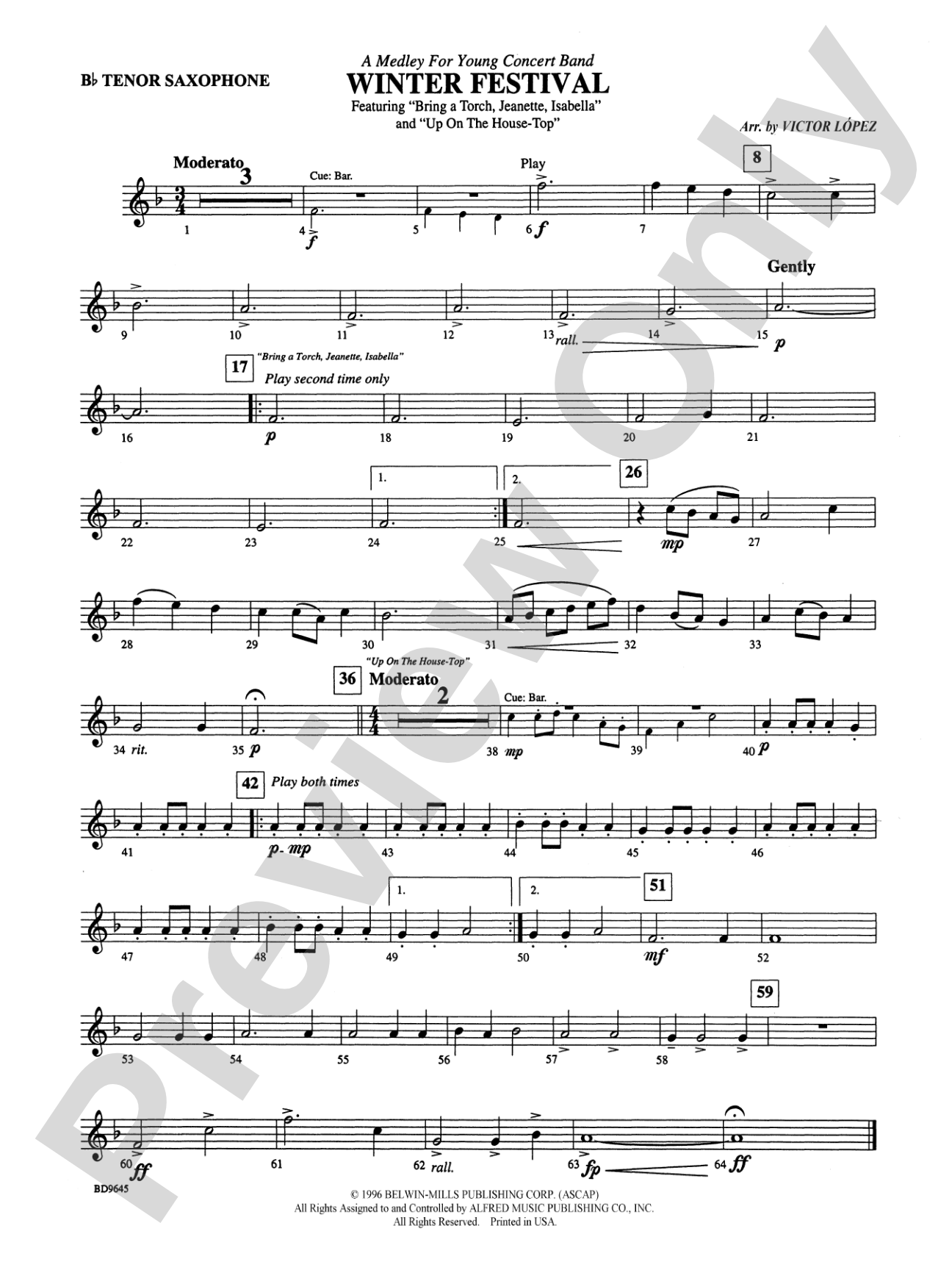 Winter Festival: B-flat Tenor Saxophone