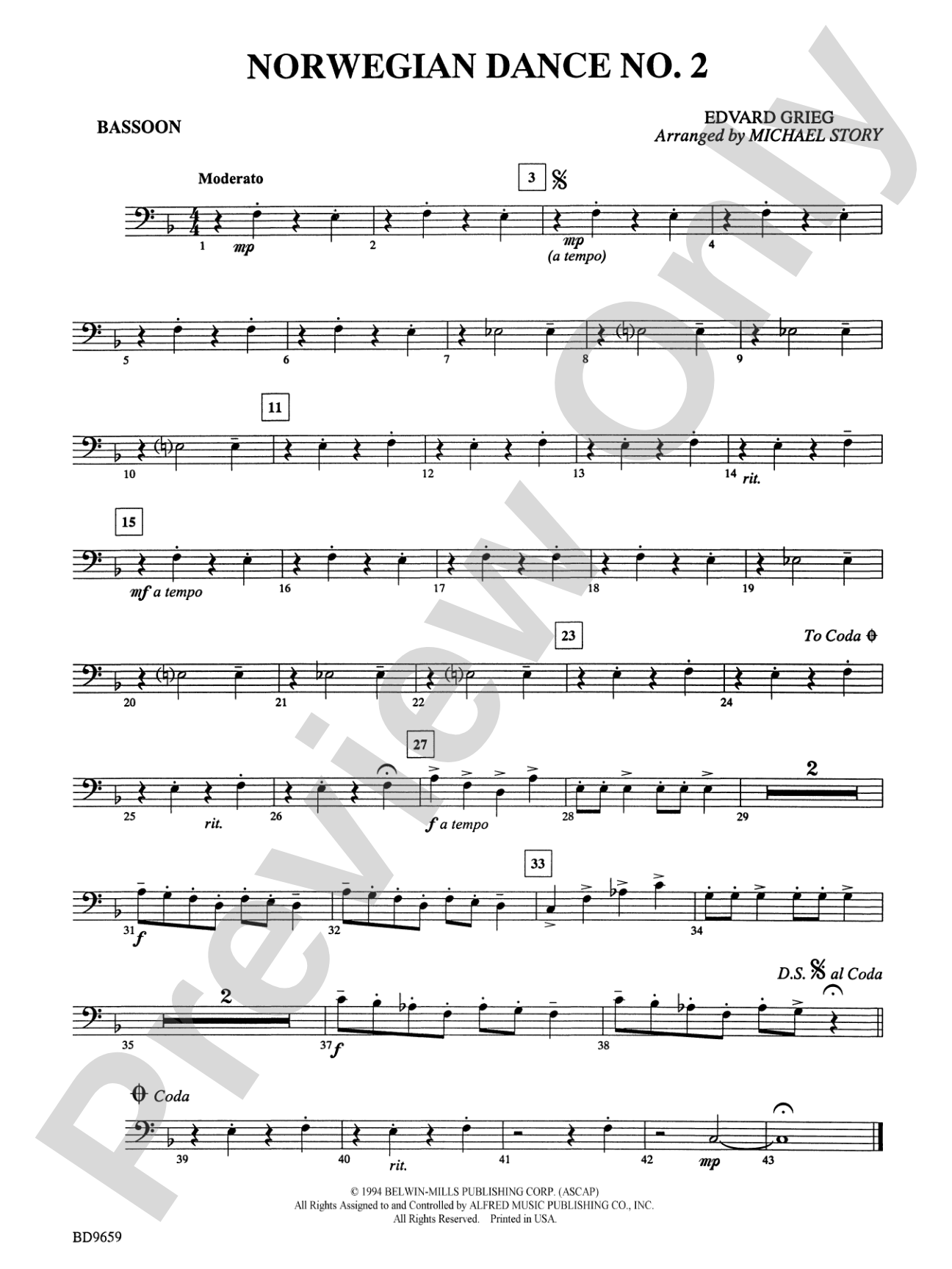 Norwegian Dance No. 2: Bassoon