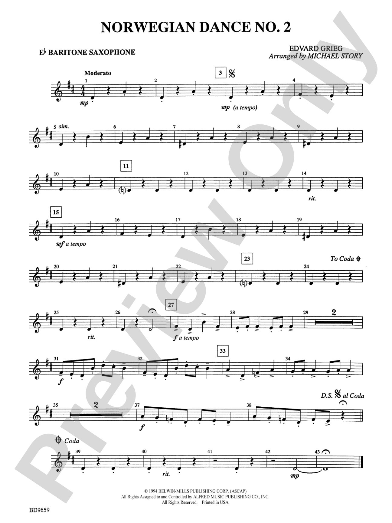 Norwegian Dance No. 2: E-flat Baritone Saxophone