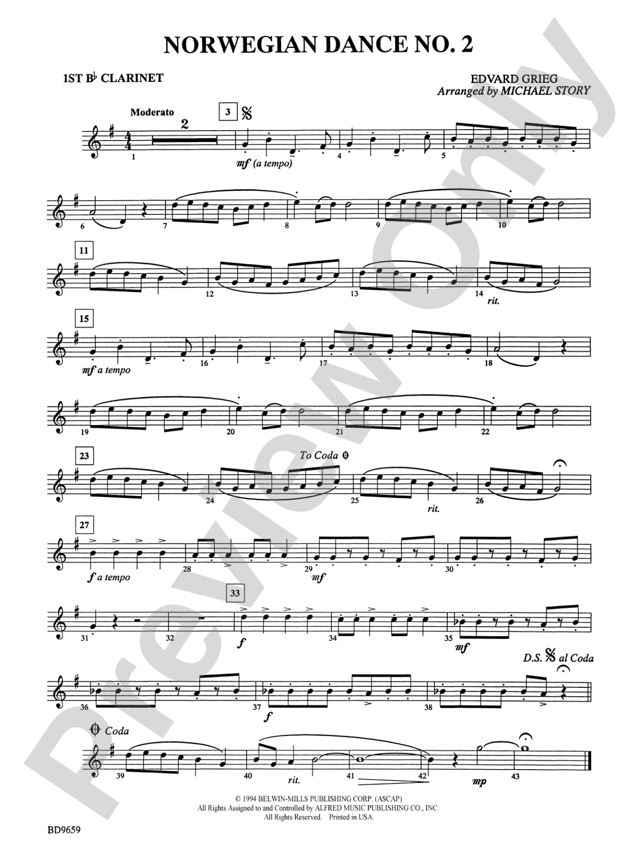 Norwegian Dance No. 2: 1st B-flat Clarinet