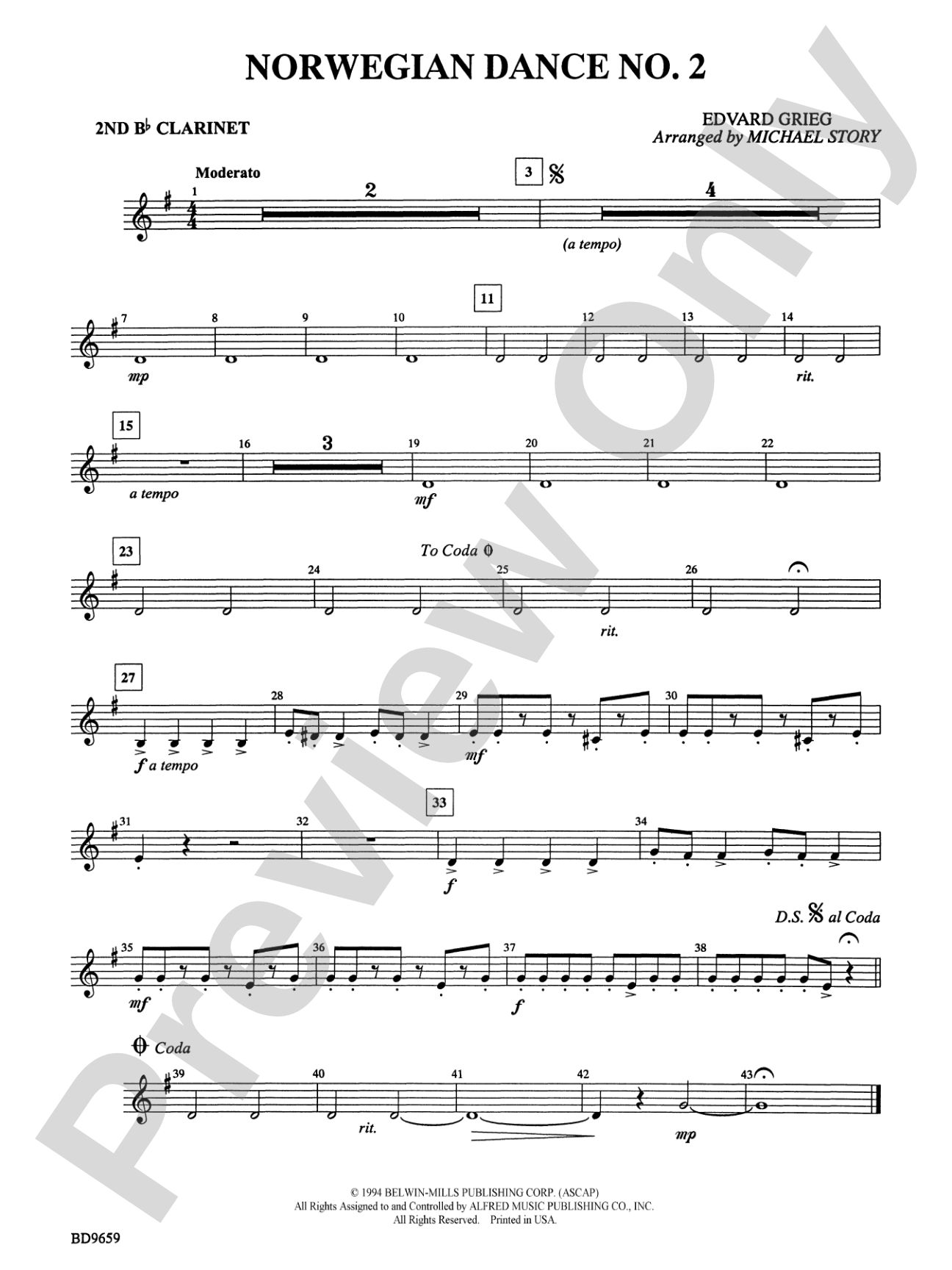 Norwegian Dance No. 2: 2nd B-flat Clarinet
