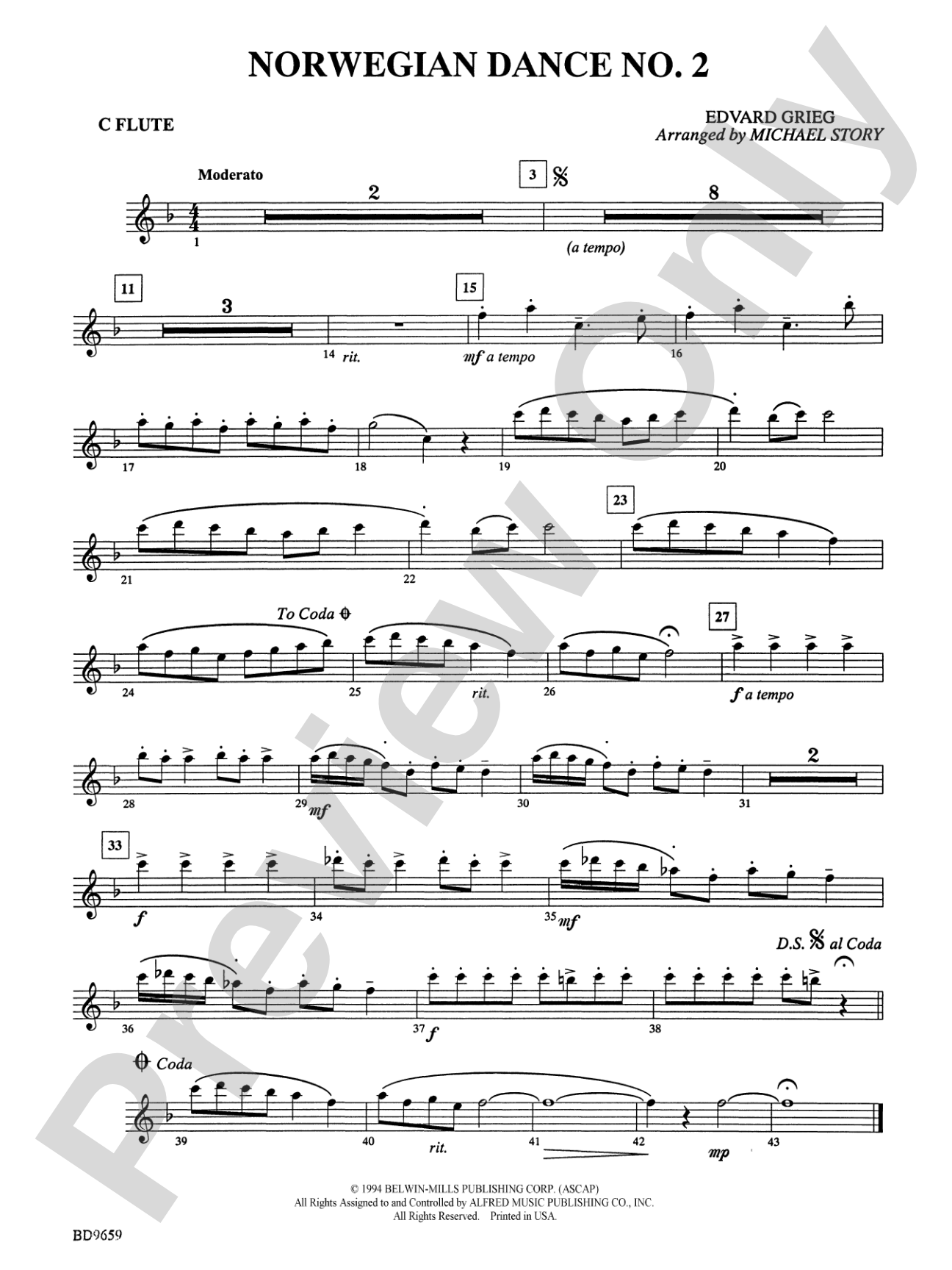 Norwegian Dance No. 2: Flute