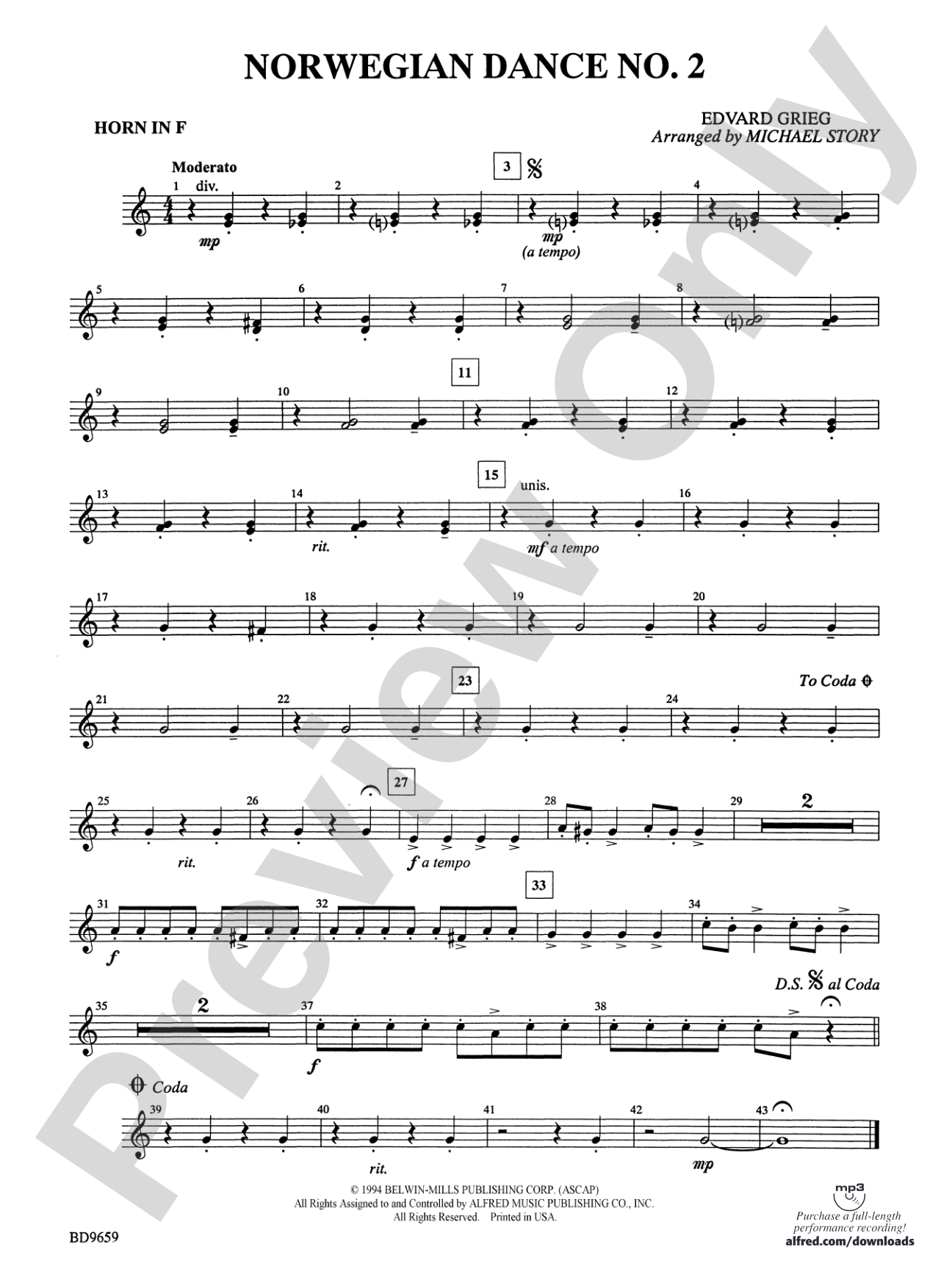Norwegian Dance No. 2: 1st F Horn