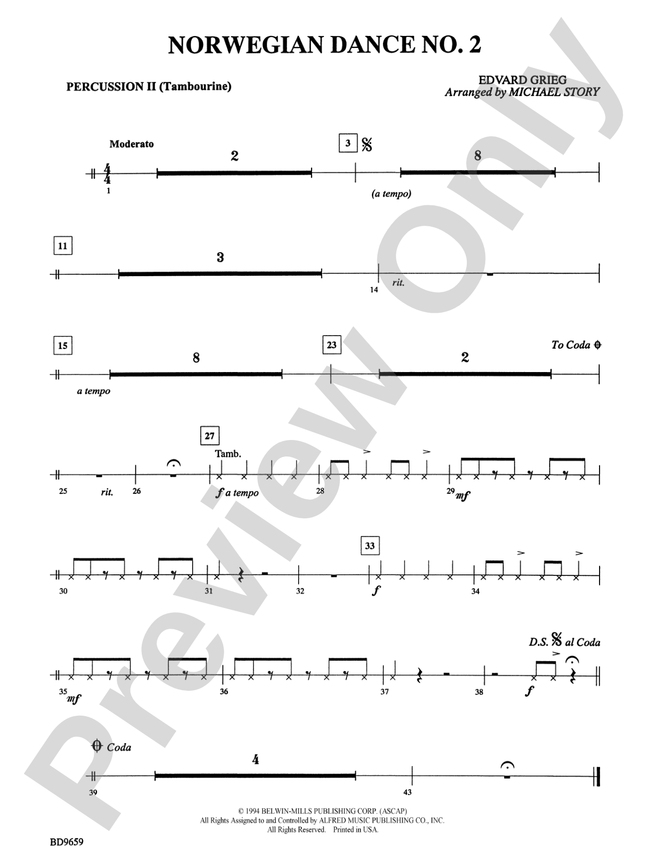 Norwegian Dance No. 2: 2nd Percussion