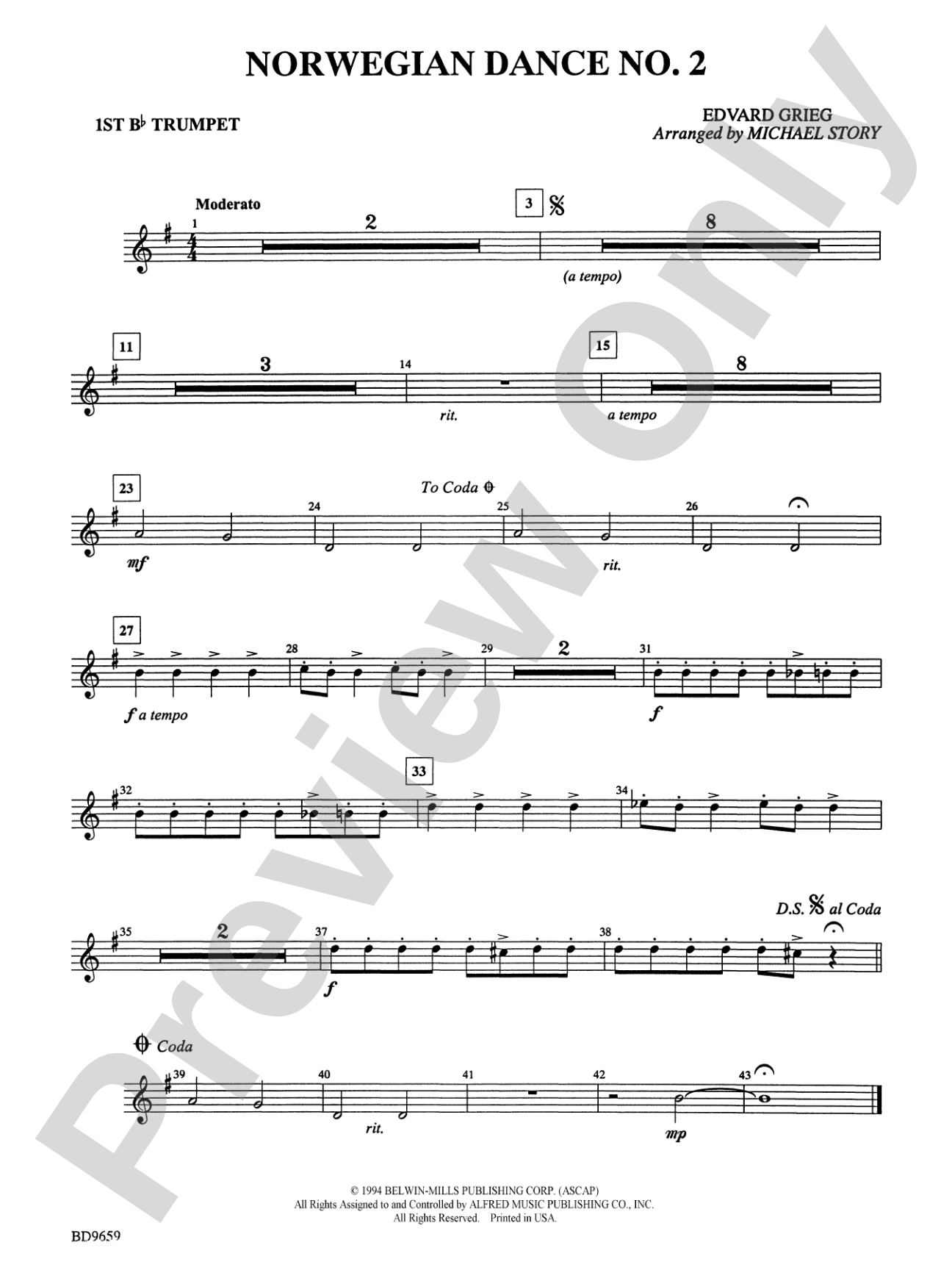 Norwegian Dance No. 2: 1st B-flat Trumpet