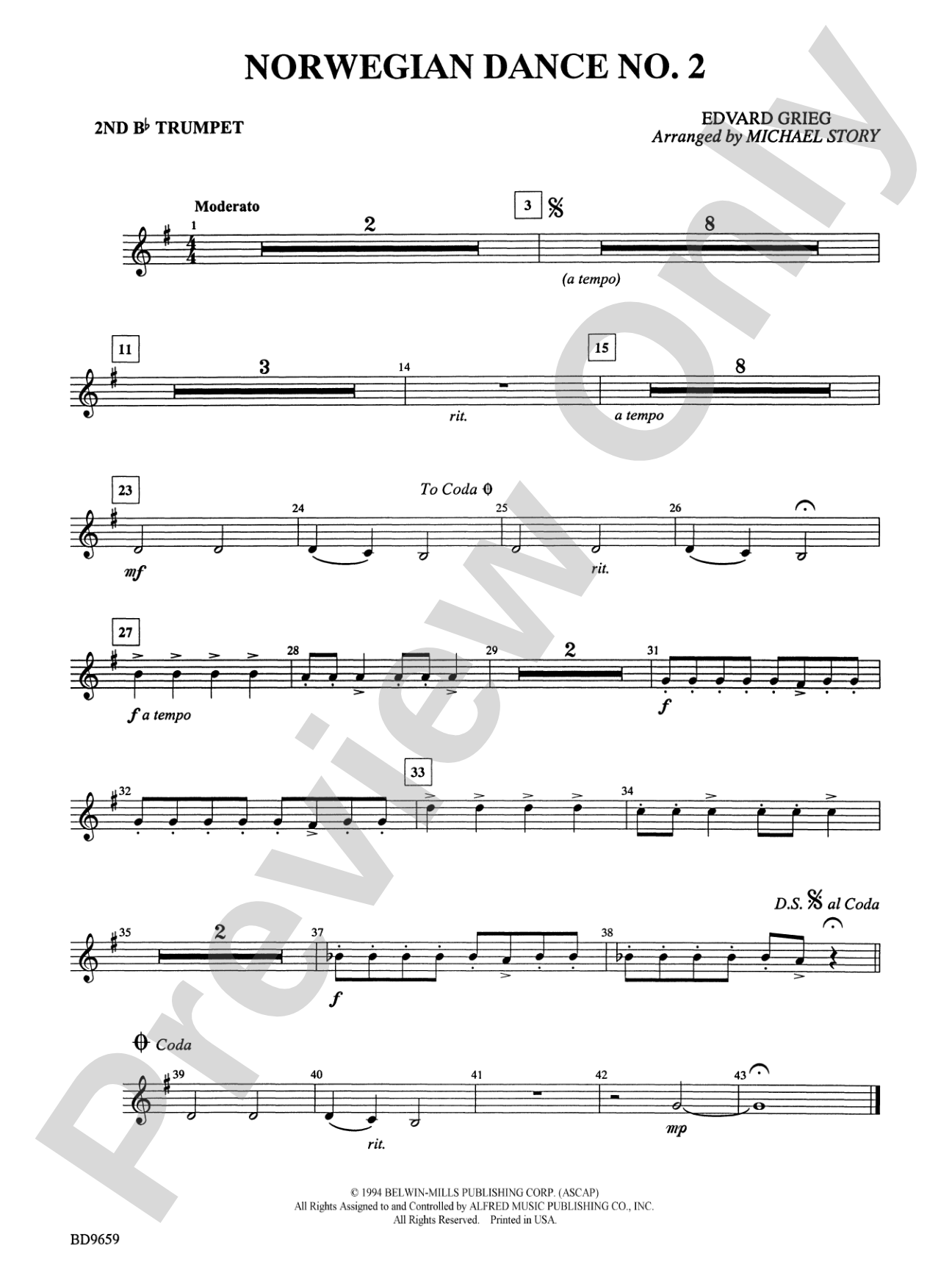 Norwegian Dance No. 2: 2nd B-flat Trumpet