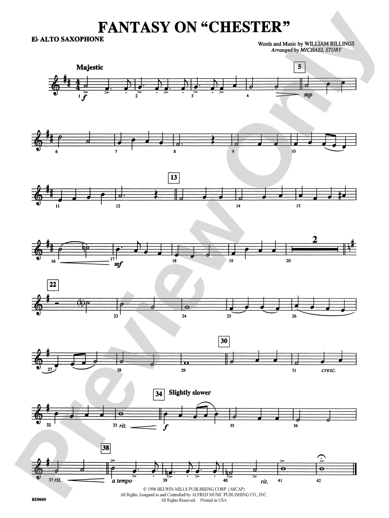 Fantasy on "Chester": E-flat Alto Saxophone