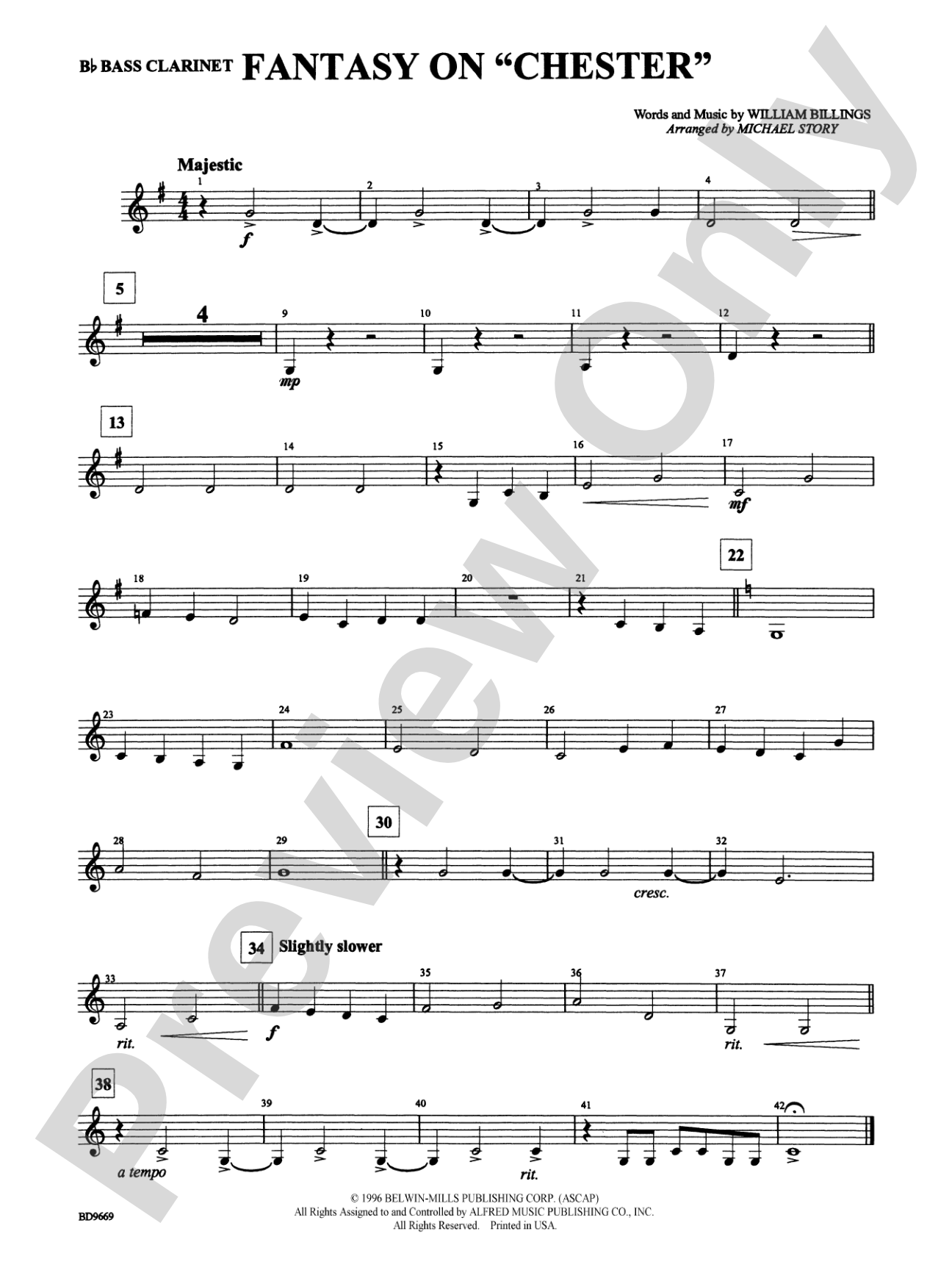 Fantasy on "Chester": B-flat Bass Clarinet