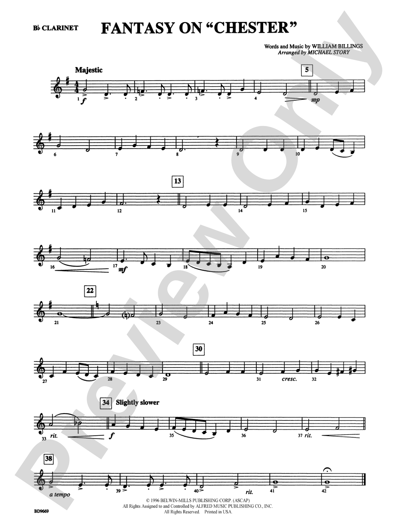 Fantasy on "Chester": 1st B-flat Clarinet