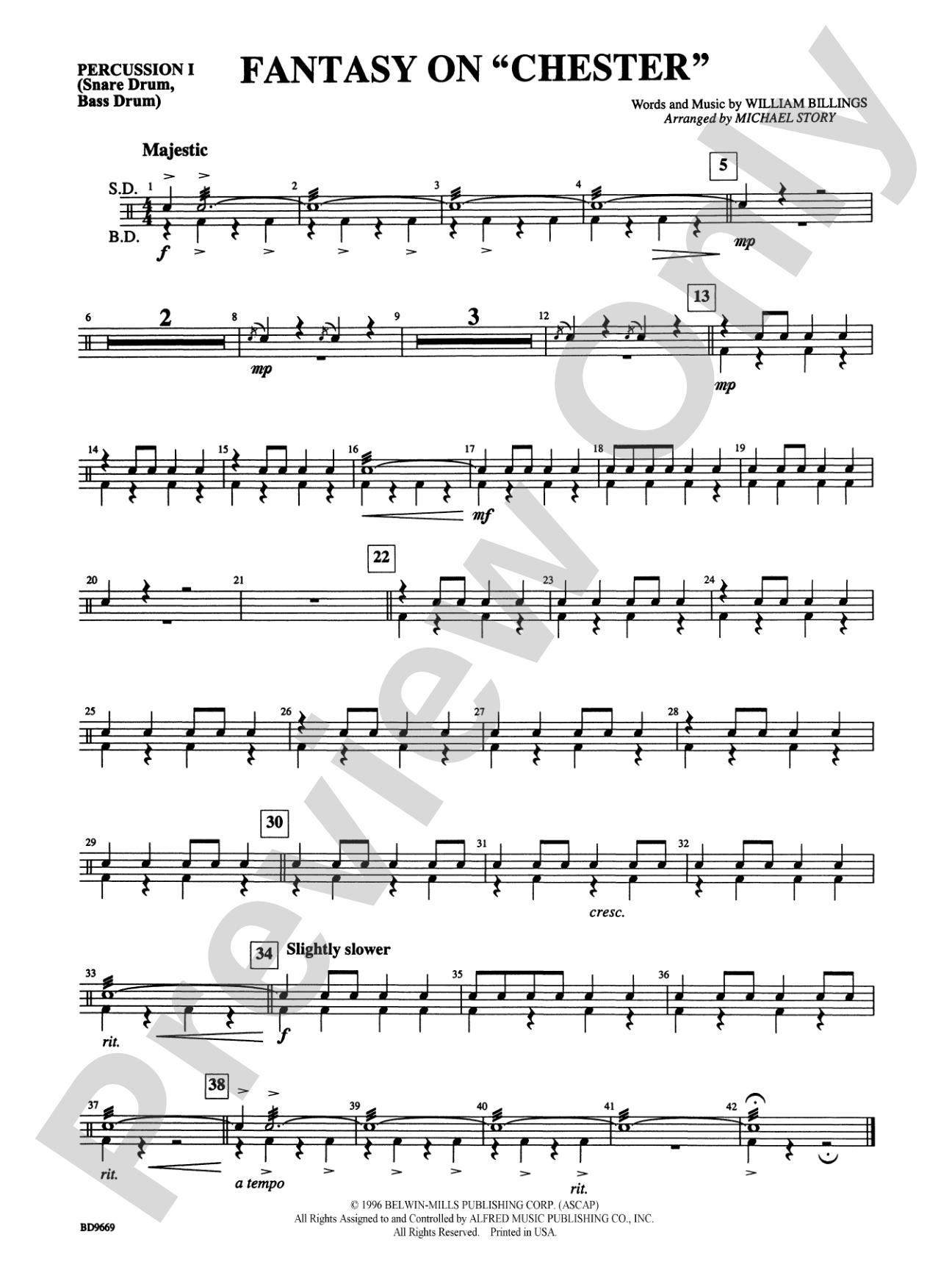 Fantasy on "Chester": 1st Percussion